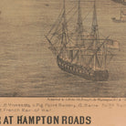 The Naval Engagement between the Merrimac and the Monitor at Hampton Roads - Muir Way - Vintage Map