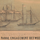 The Naval Engagement between the Merrimac and the Monitor at Hampton Roads - Muir Way - Vintage Map