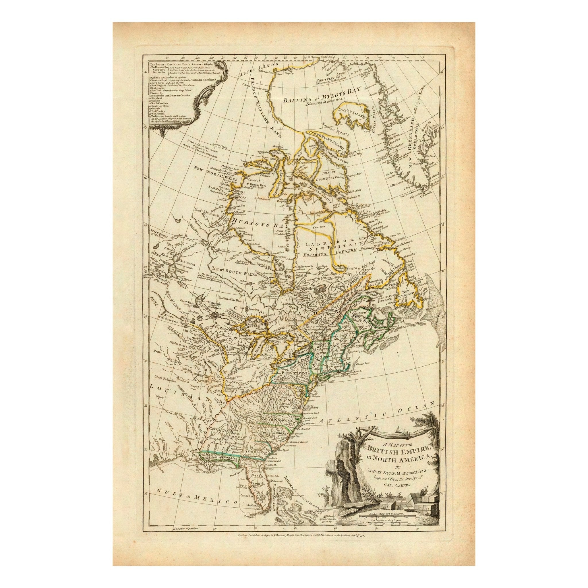British Empire in North America 1776 Map - Muir Way - Vintage Map