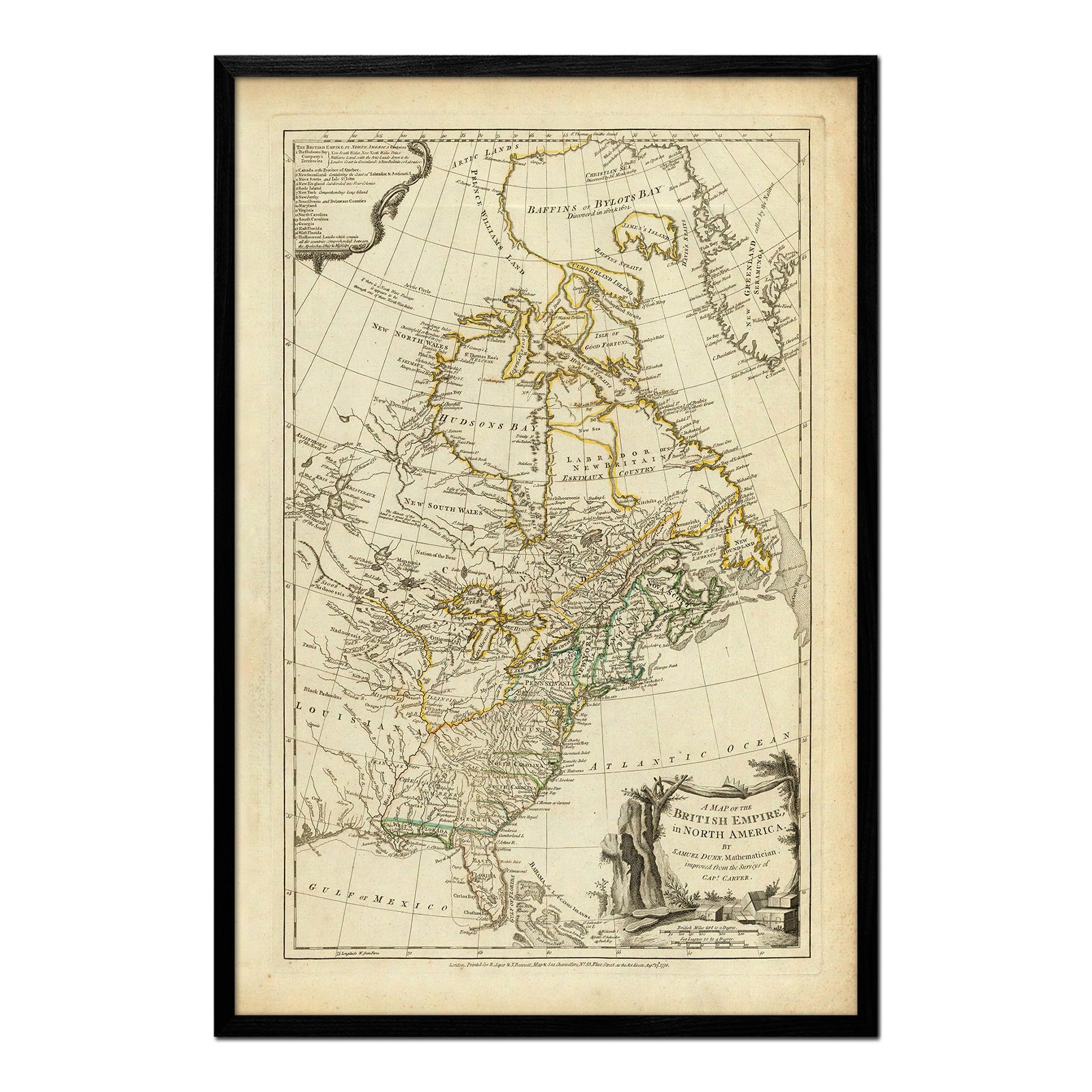 British Empire in North America 1776 Map - Muir Way - Vintage Map