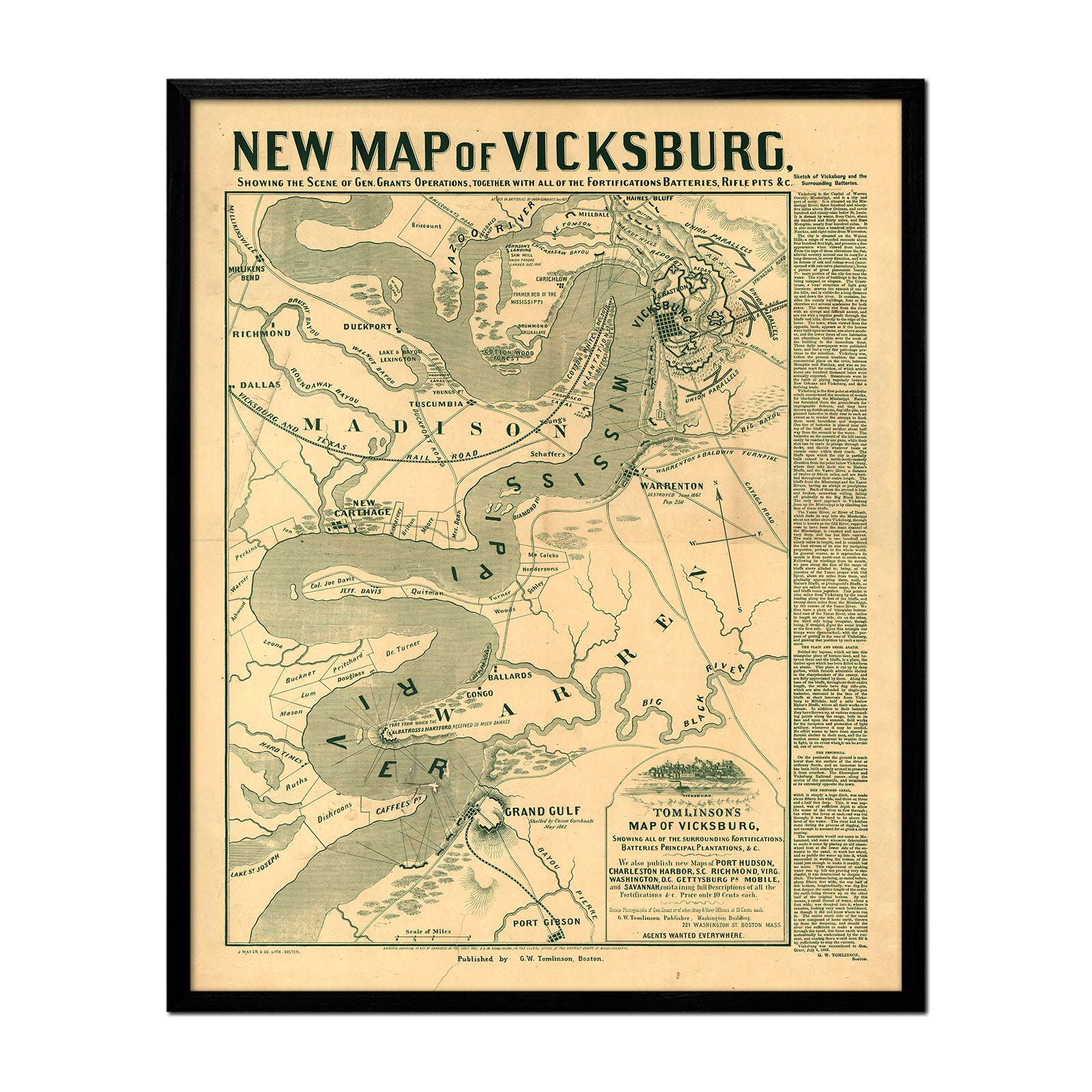 Tomlinson's map of Vicksburg - Muir Way - Vintage Map