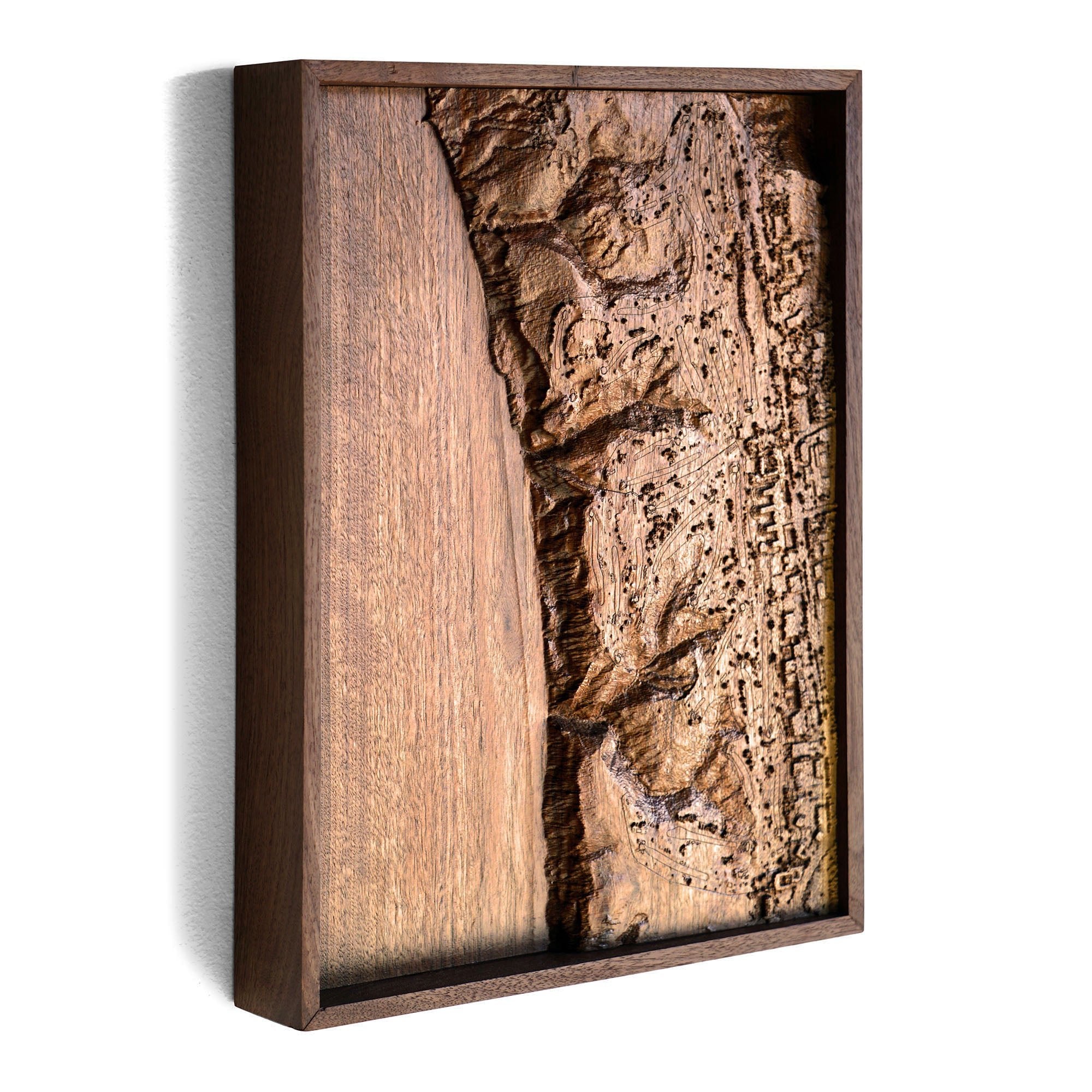 Torrey Pines, California – 3D Wood - Carved Map - Muir Way - Custom