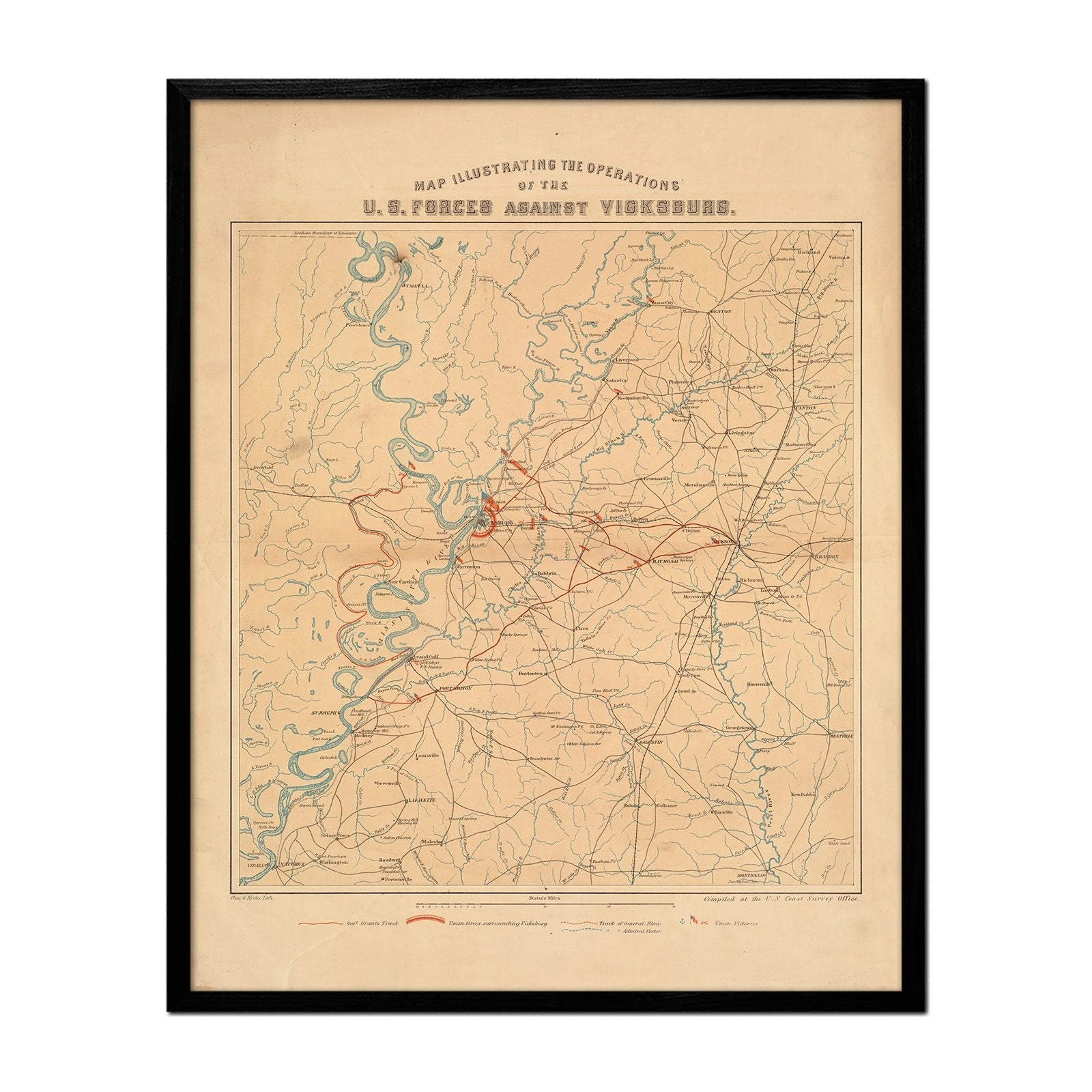 US Forces against Vicksburg - Muir Way - Vintage Map