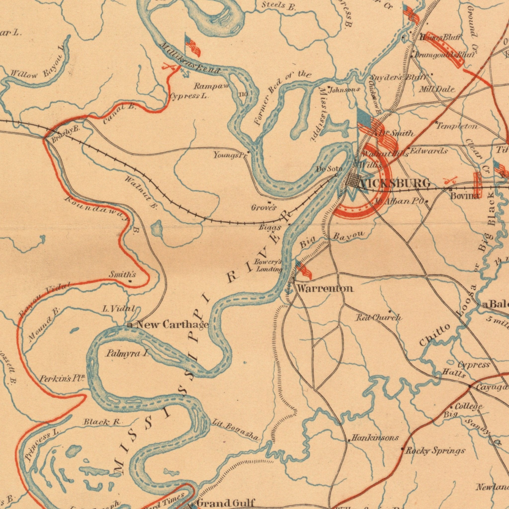 US Forces against Vicksburg - Muir Way - Vintage Map