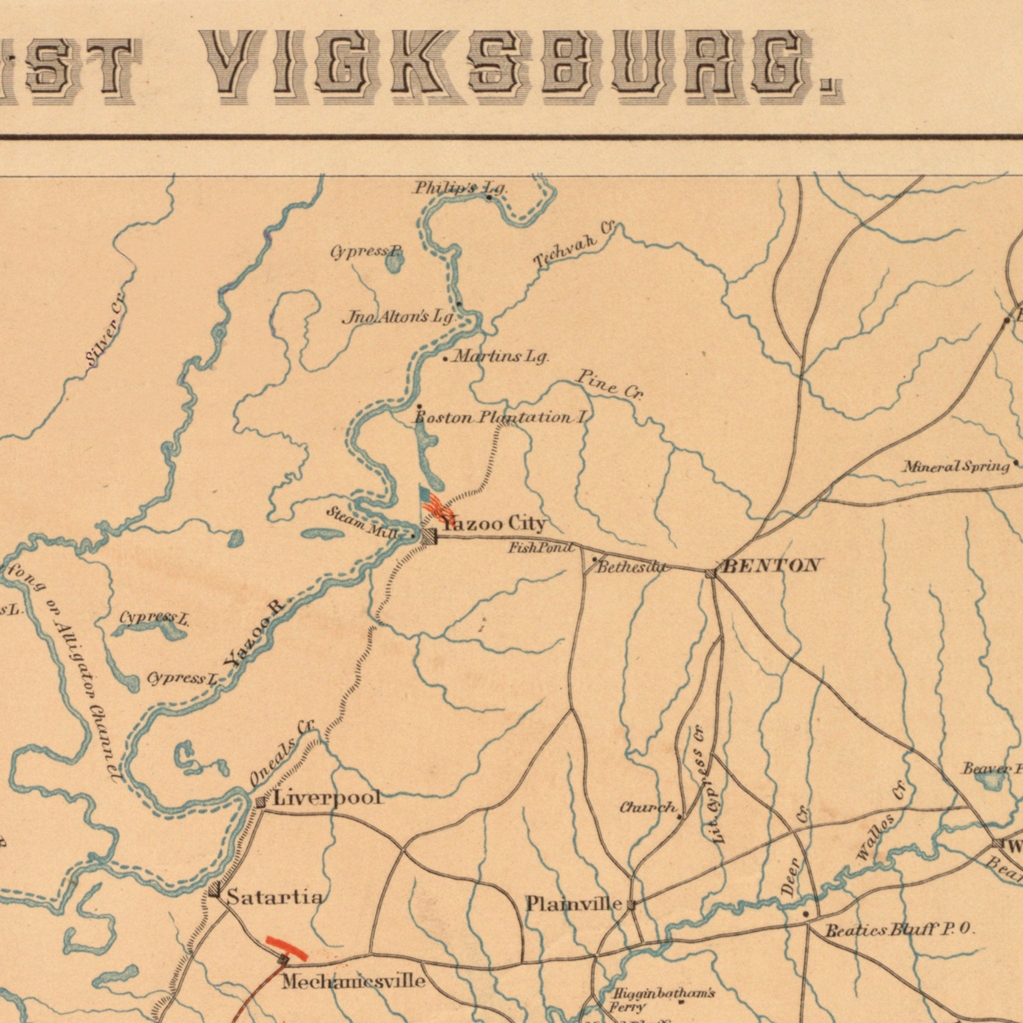 US Forces against Vicksburg - Muir Way - Vintage Map