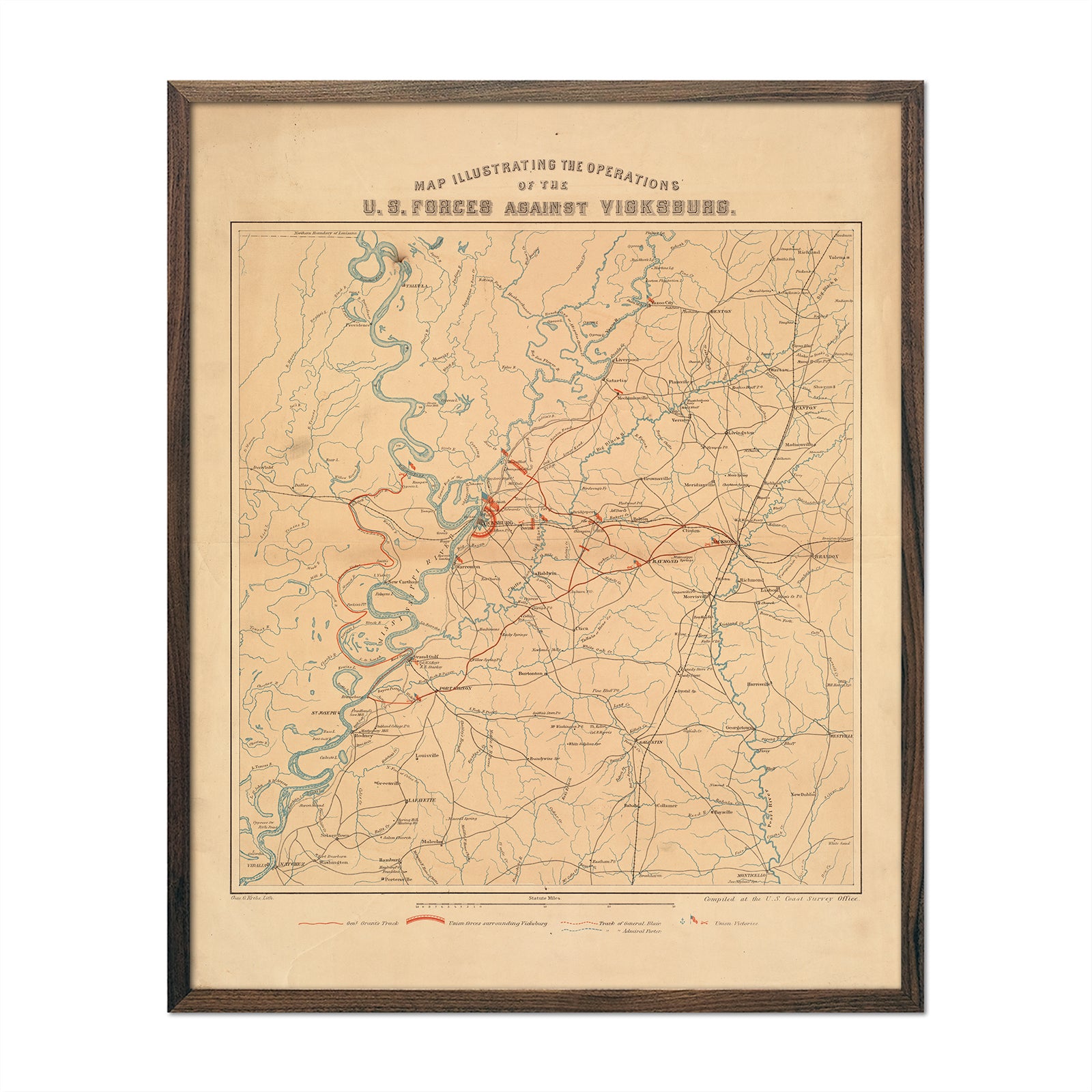 US Forces against Vicksburg - Muir Way - Vintage Map