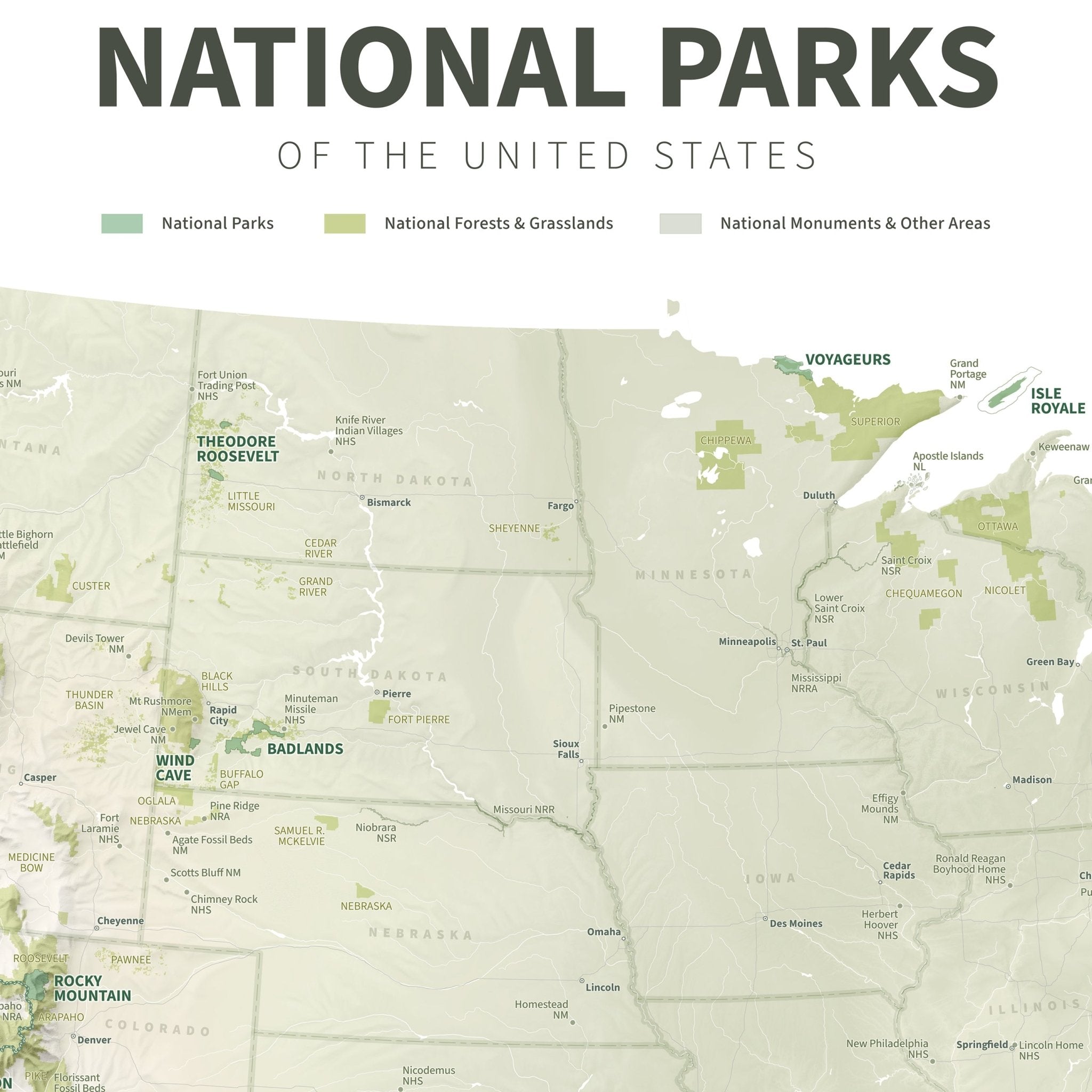 US National Parks Shaded Relief Map - Muir Way - Natural Atlas