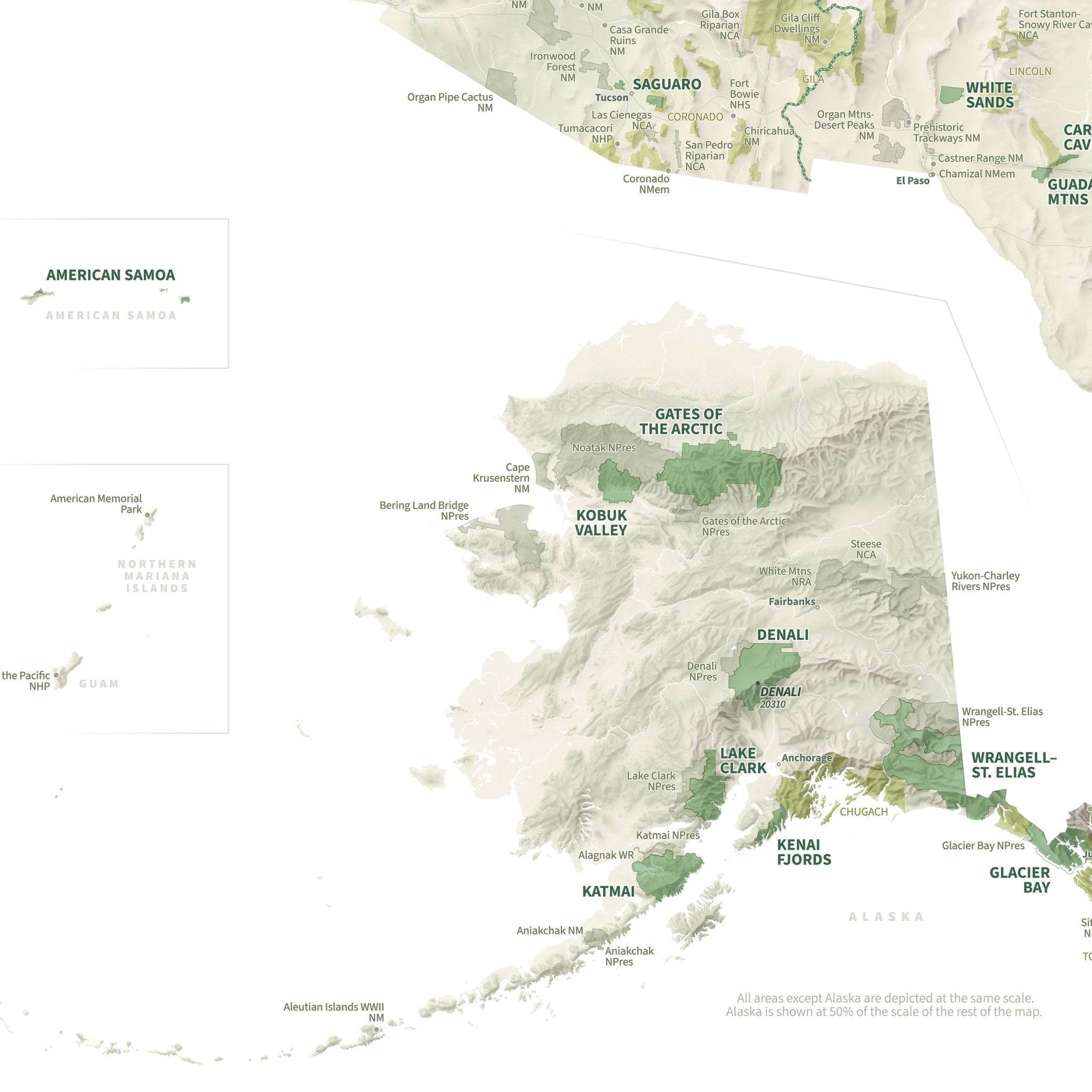 US National Parks Shaded Relief Map - Muir Way - Natural Atlas
