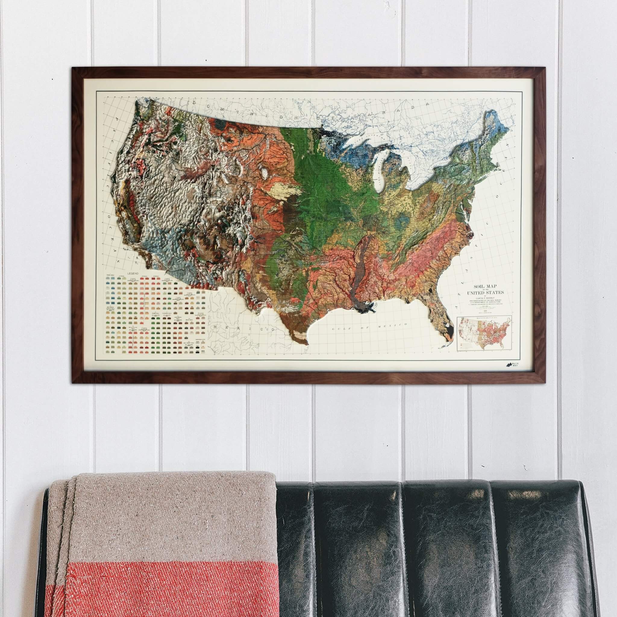 USA 1931 3D Raised Relief Map - Muir Way - 3D