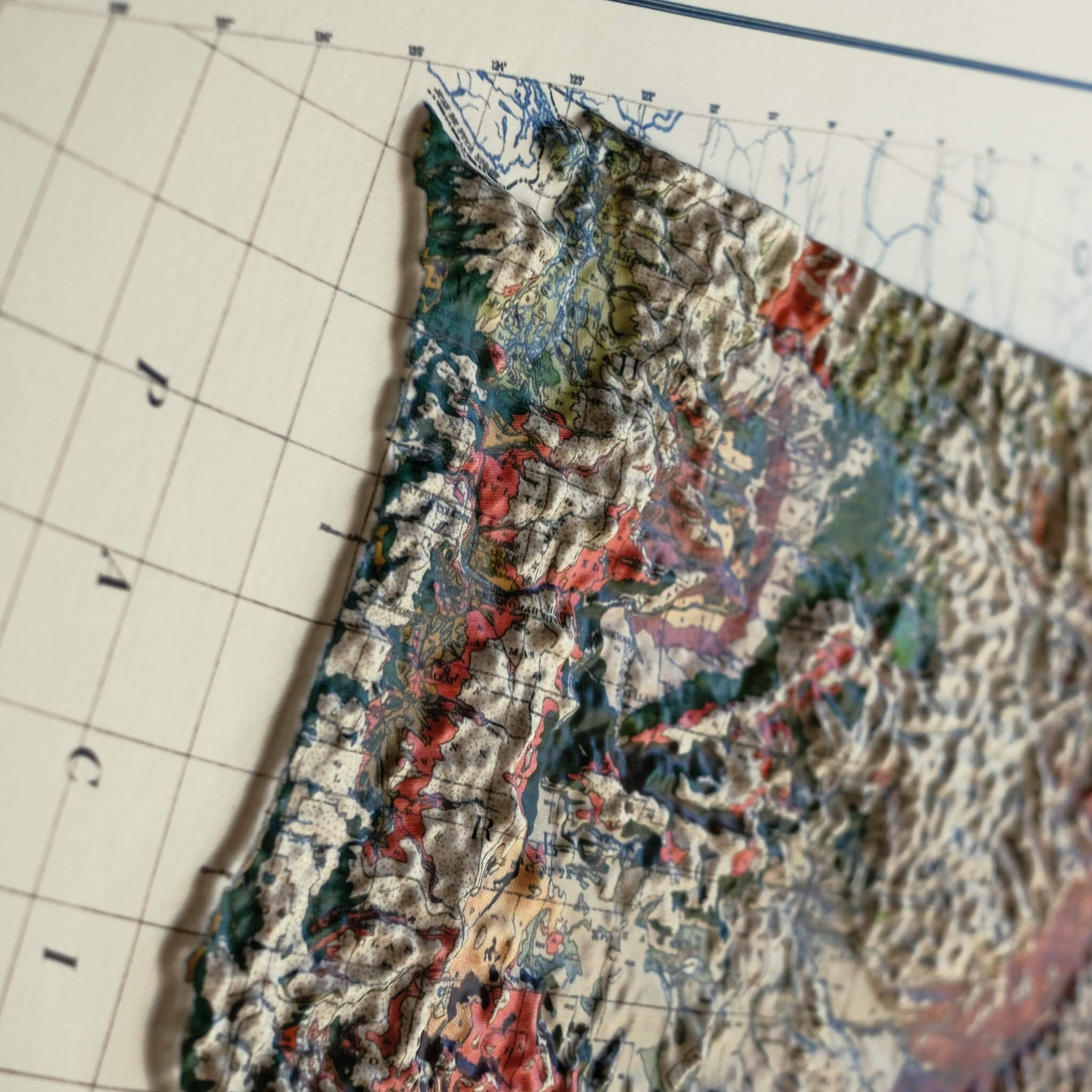USA 1931 3D Raised Relief Map - Muir Way - 3D