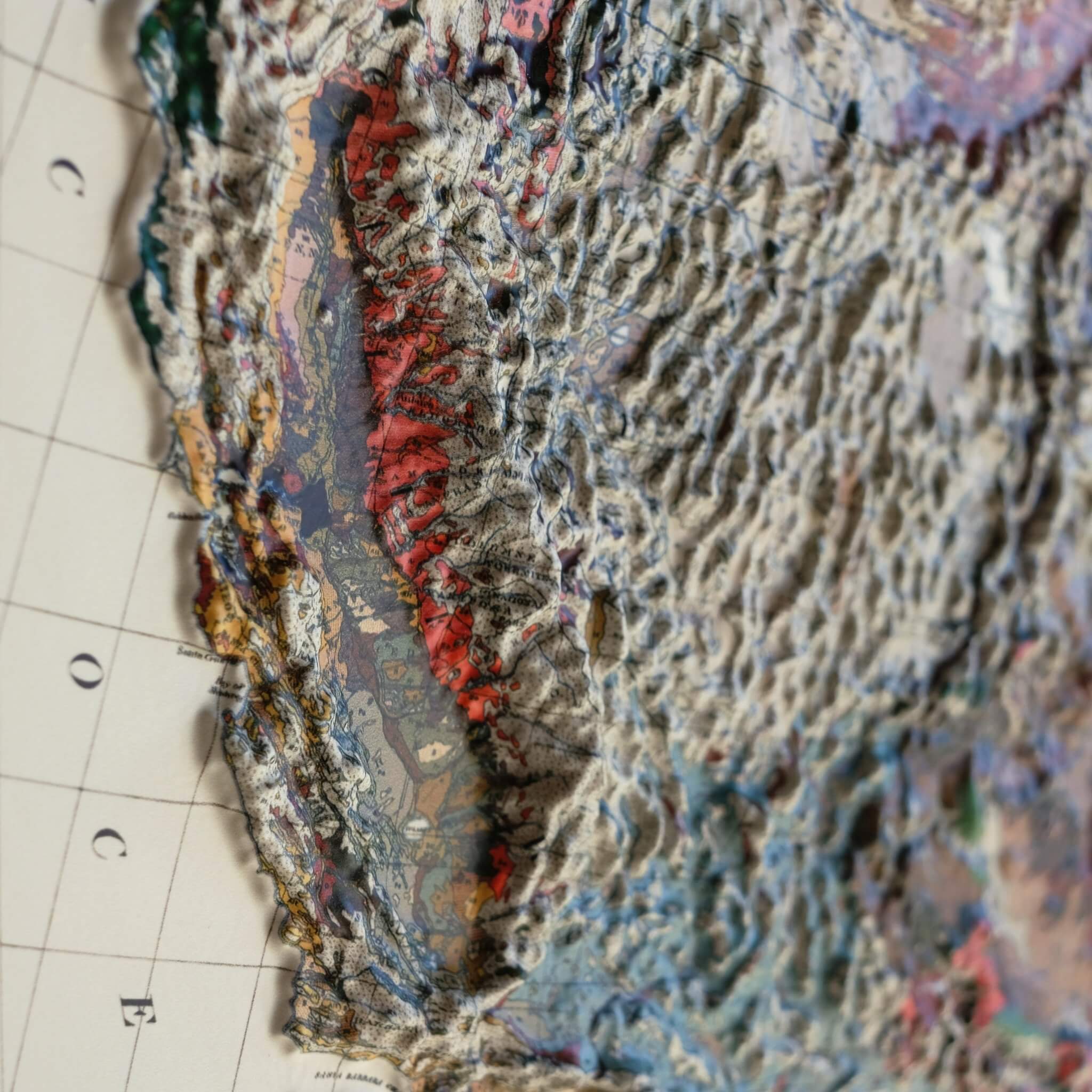 USA 1931 3D Raised Relief Map - Muir Way - 3D