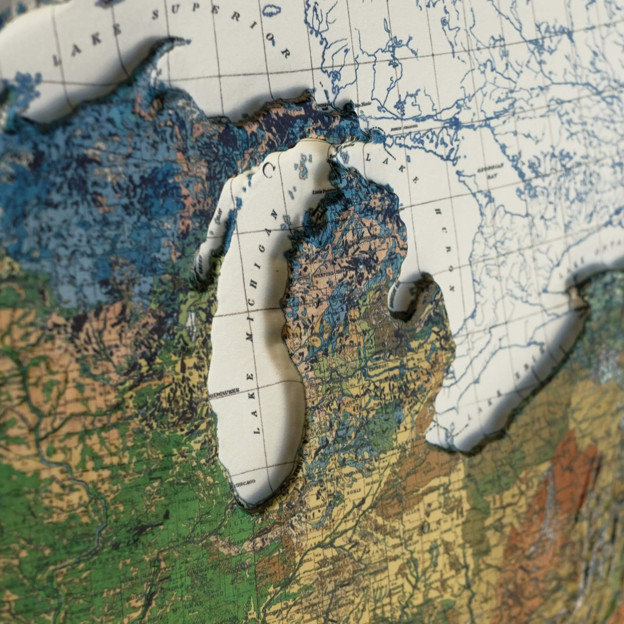 USA 1931 3D Raised Relief Map - Muir Way - 3D
