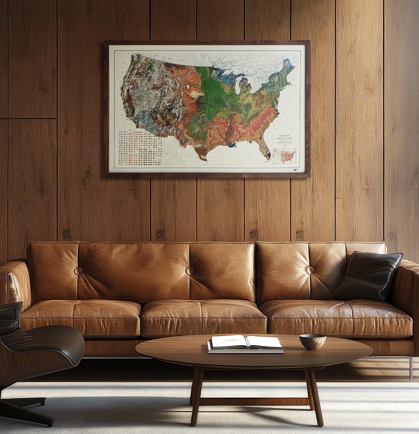 USA 1931 3D Raised Relief Map - Muir Way - 3D