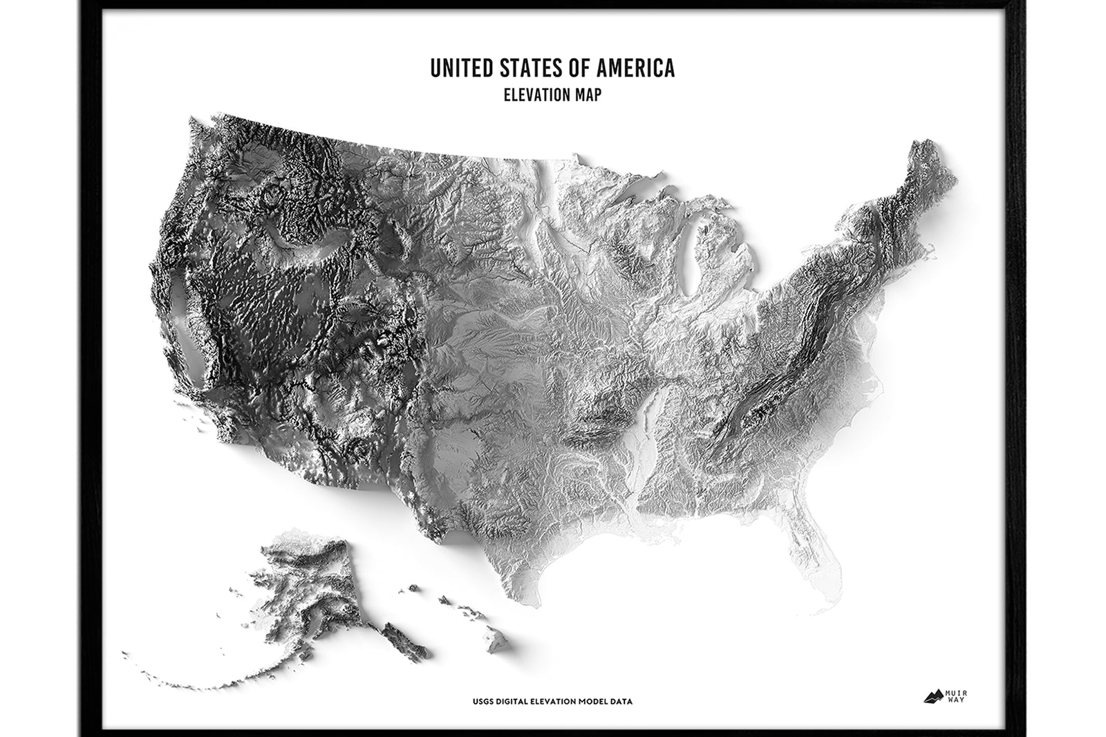 USA Elevation Map - Muir Way - Elevation