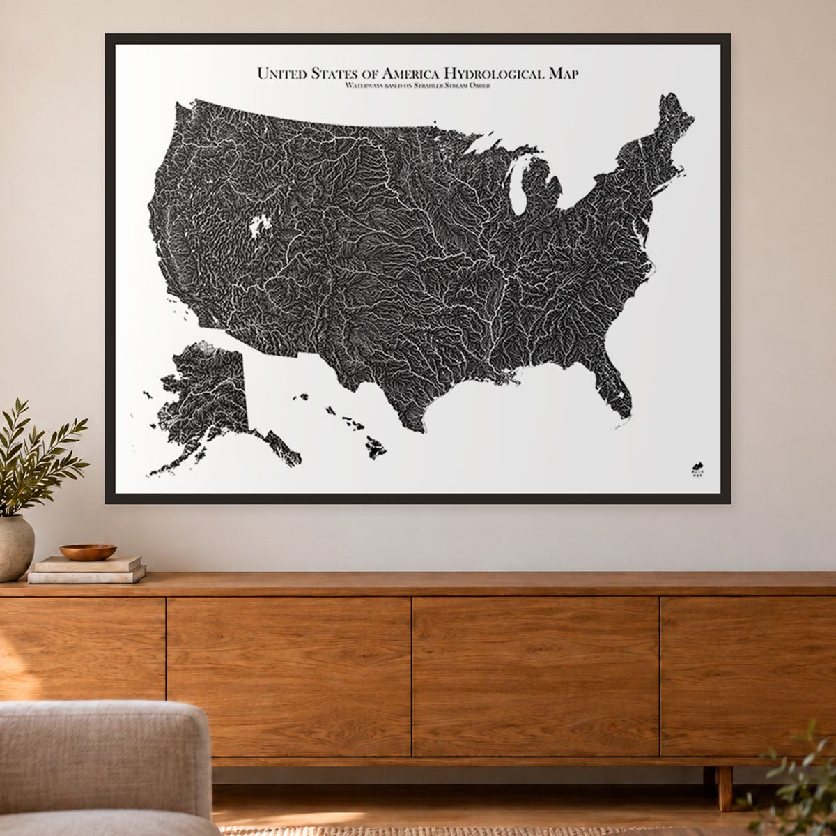 US Hydrological Map – XL Canvas - Muir Way - XL Canvas