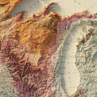 USA Quadrant NE 1932 Shaded Relief Map - Muir Way - Vintage Relief