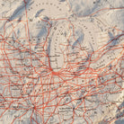 USA Railroad 1884 Shaded Relief Map - Muir Way - Vintage Relief