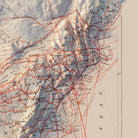 USA Railroad 1884 Shaded Relief Map - Muir Way - Vintage Relief