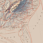 USA Railroad 1884 Shaded Relief Map - Muir Way - Vintage Relief