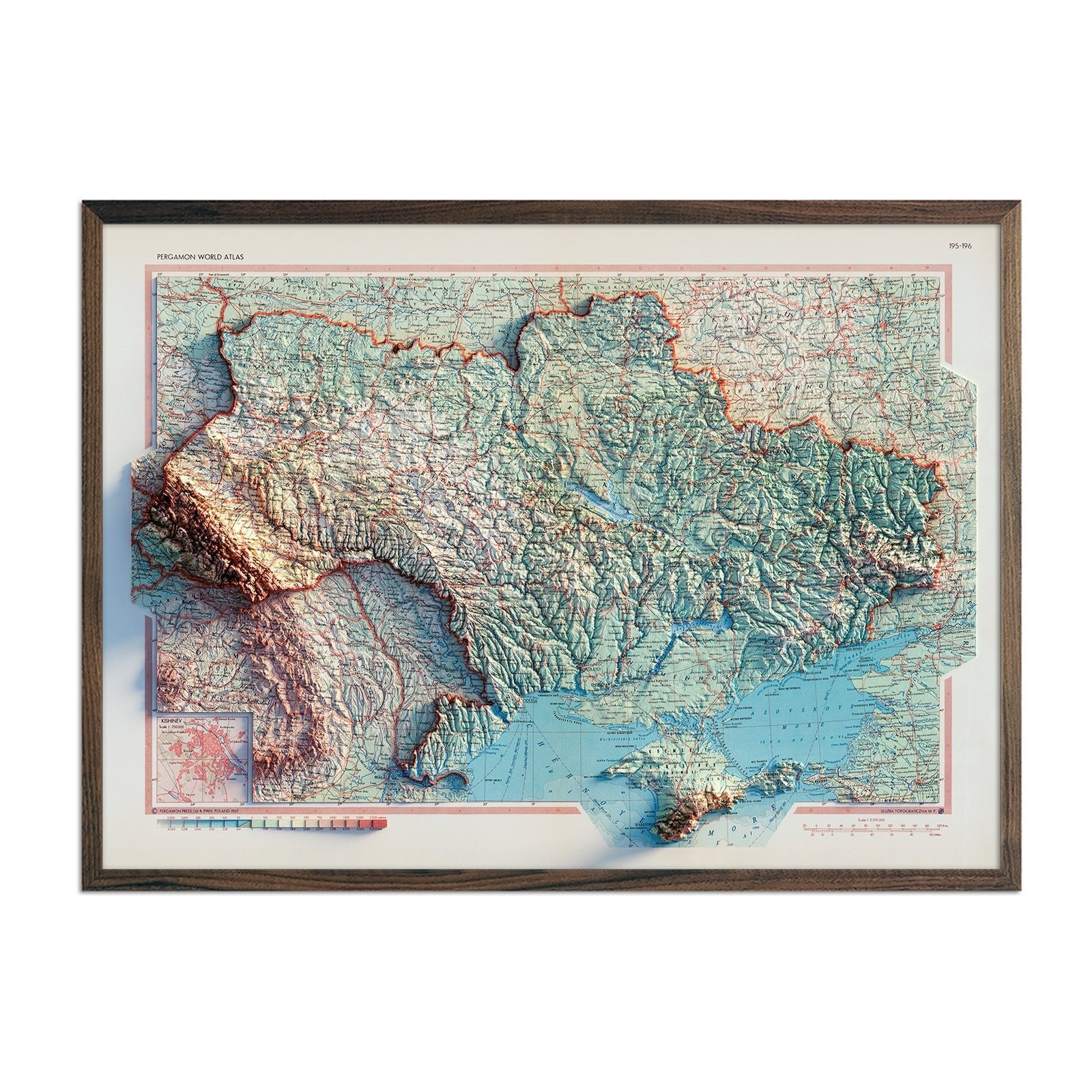 Ukraine 1967 Shaded Relief Map - Muir Way - Vintage Relief
