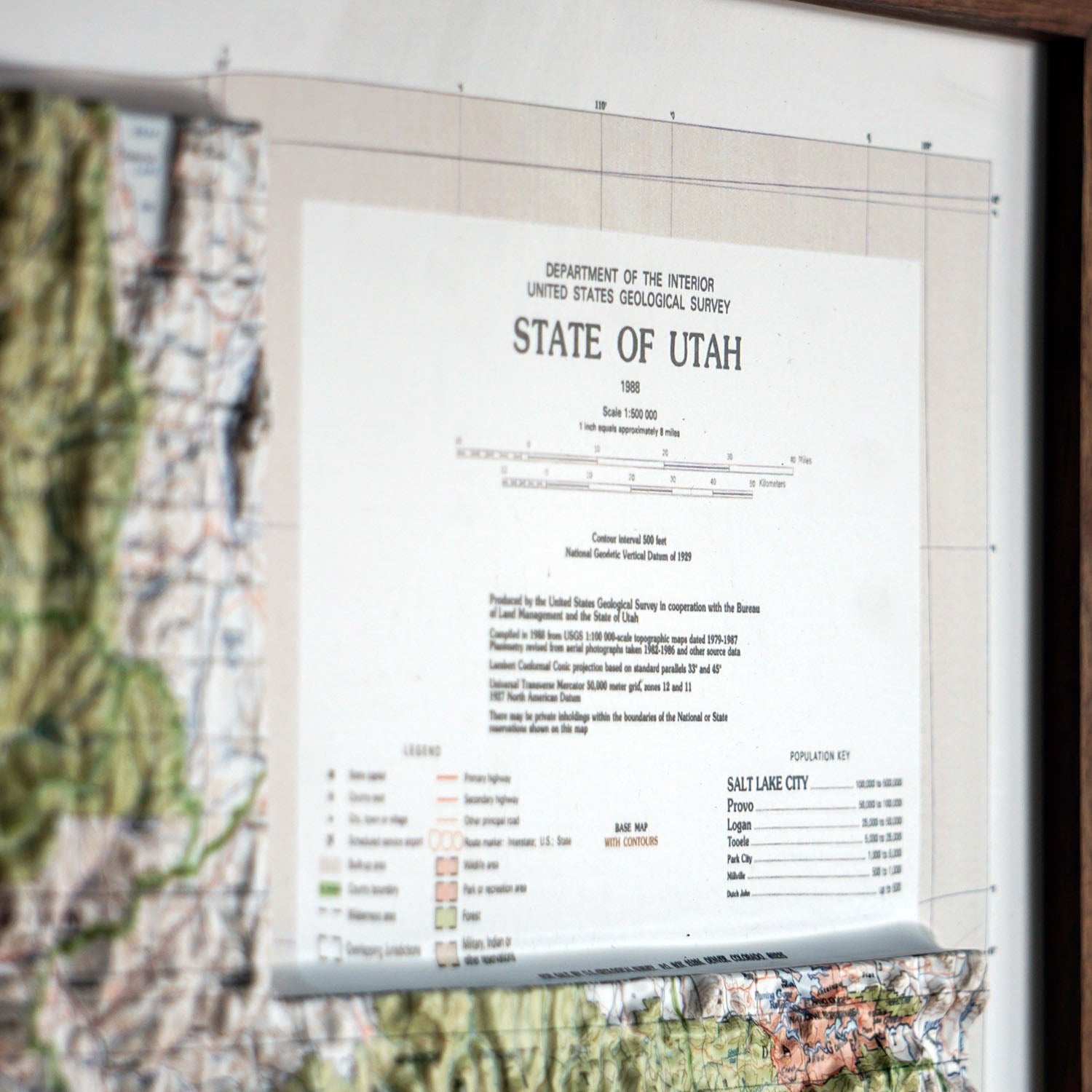 Utah 1988 3D Raised Relief Map - Muir Way - 3D