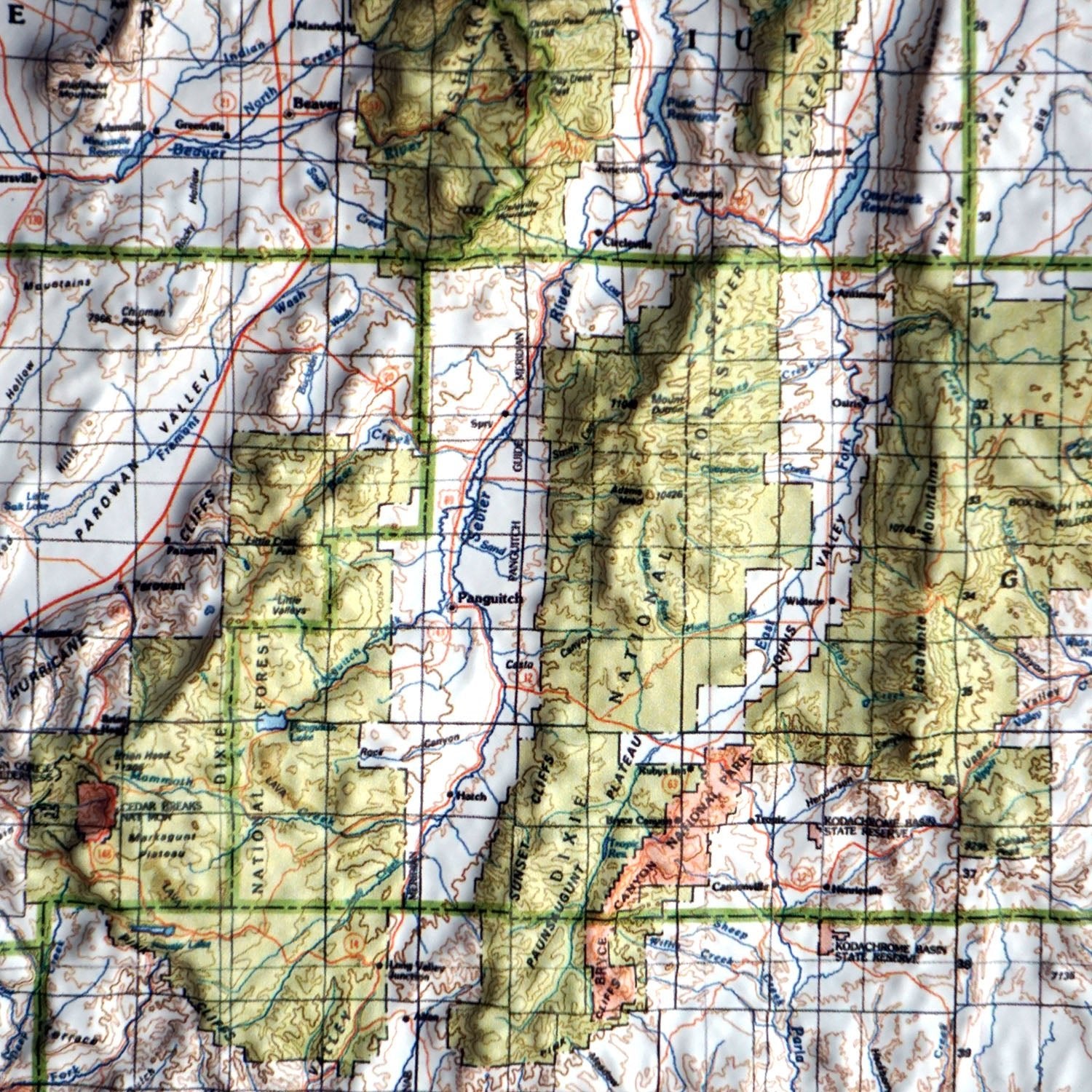 Utah 1988 3D Raised Relief Map - Muir Way - 3D