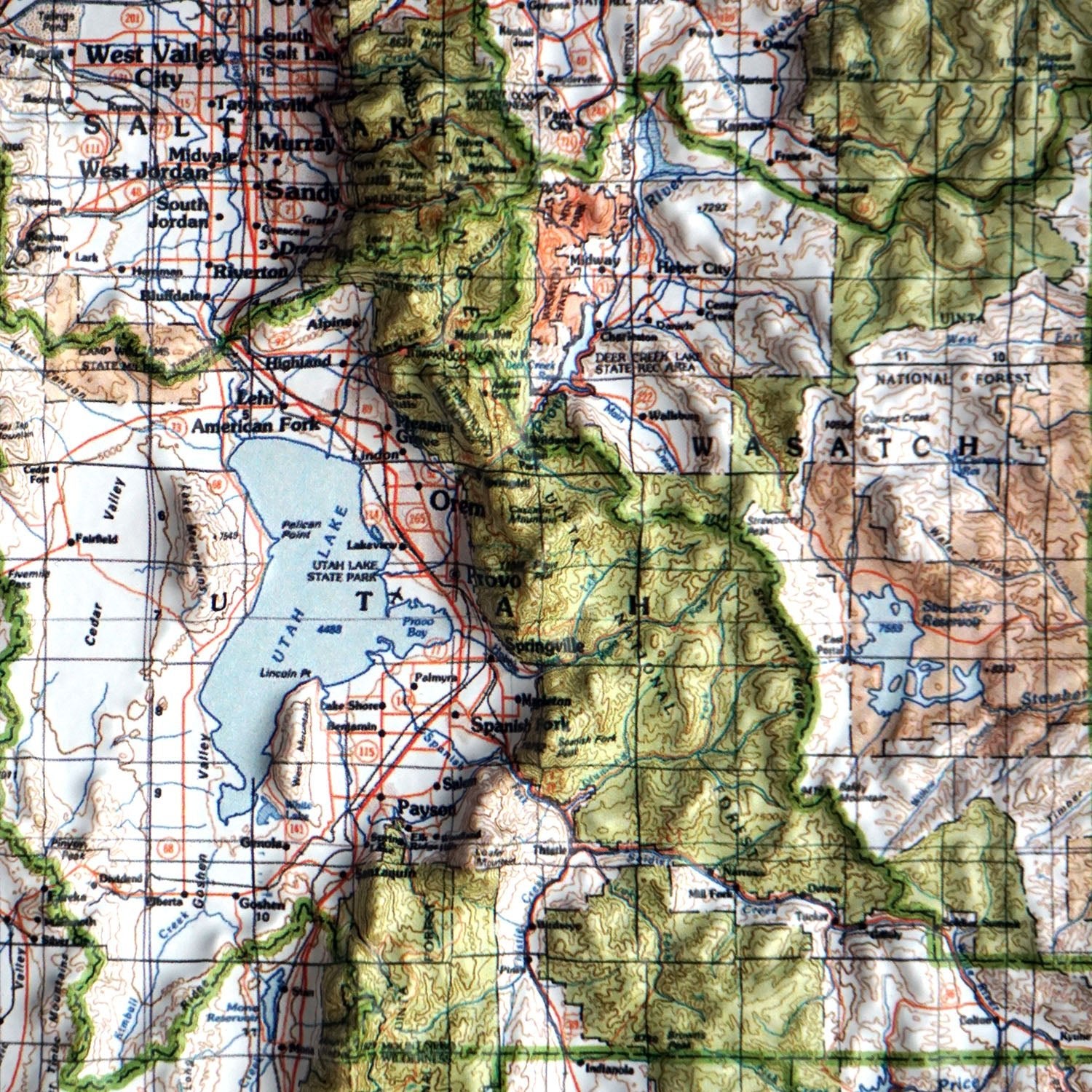 Utah 1988 3D Raised Relief Map - Muir Way - 3D