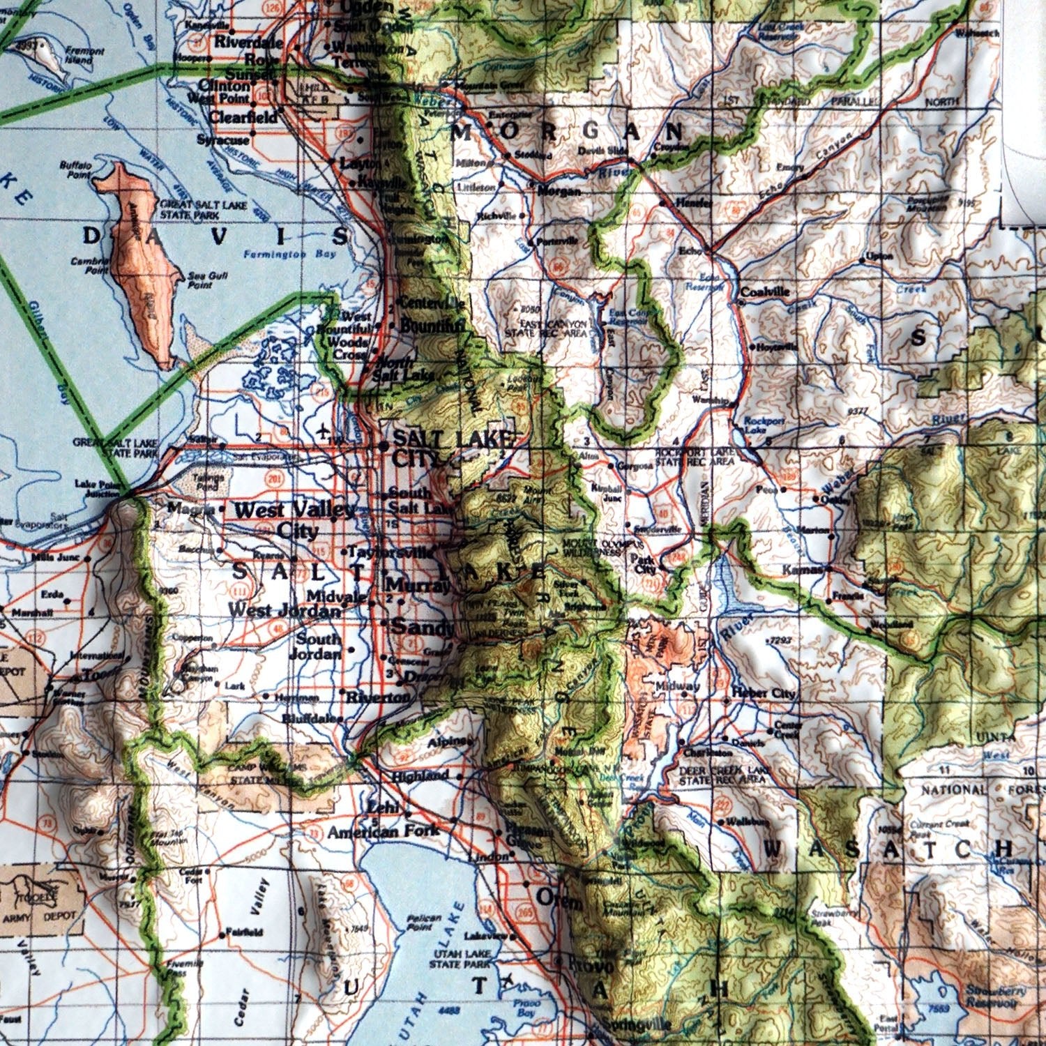 Utah 1988 3D Raised Relief Map - Muir Way - 3D