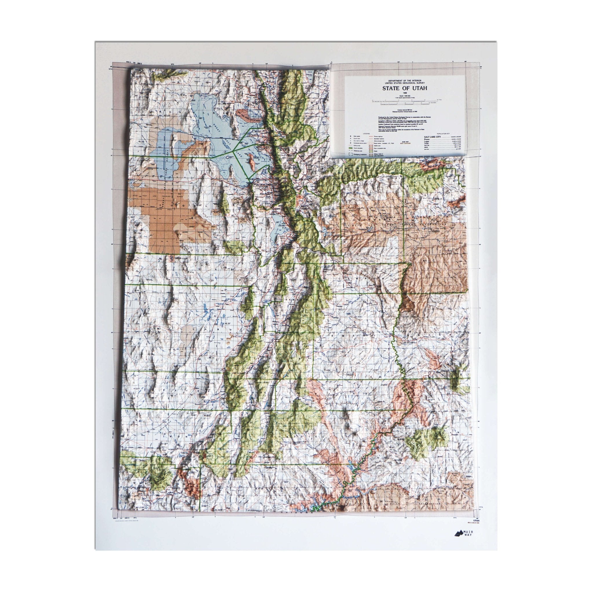Utah 1988 3D Raised Relief Map - Muir Way - 3D
