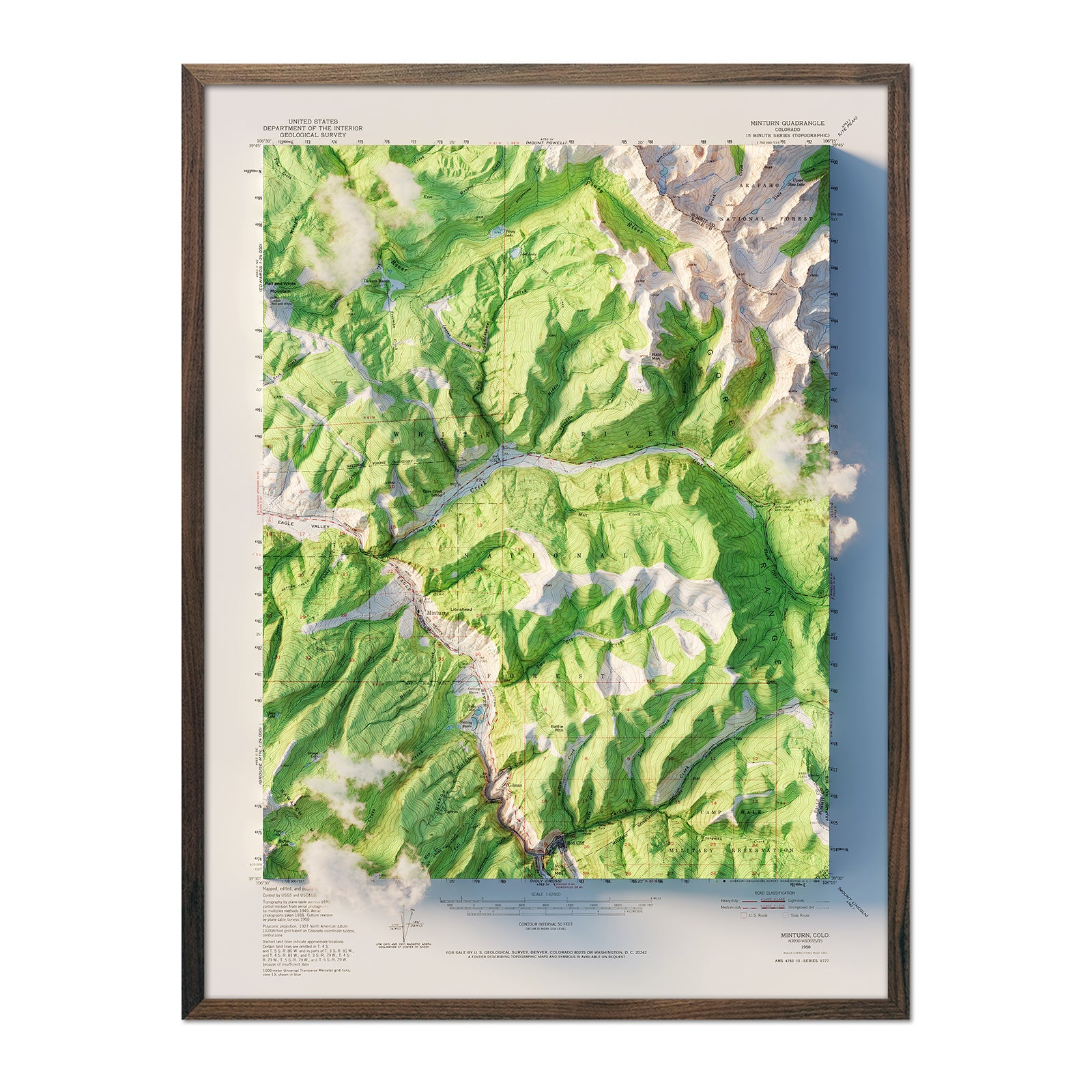 Vail, Colorado 1950 Shaded Relief Map - Muir Way - Vintage Relief