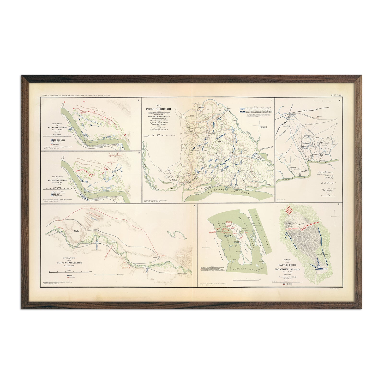 Valverde, Shiloh, Ft. Craig and Roanoke Island - Muir Way - Vintage Map