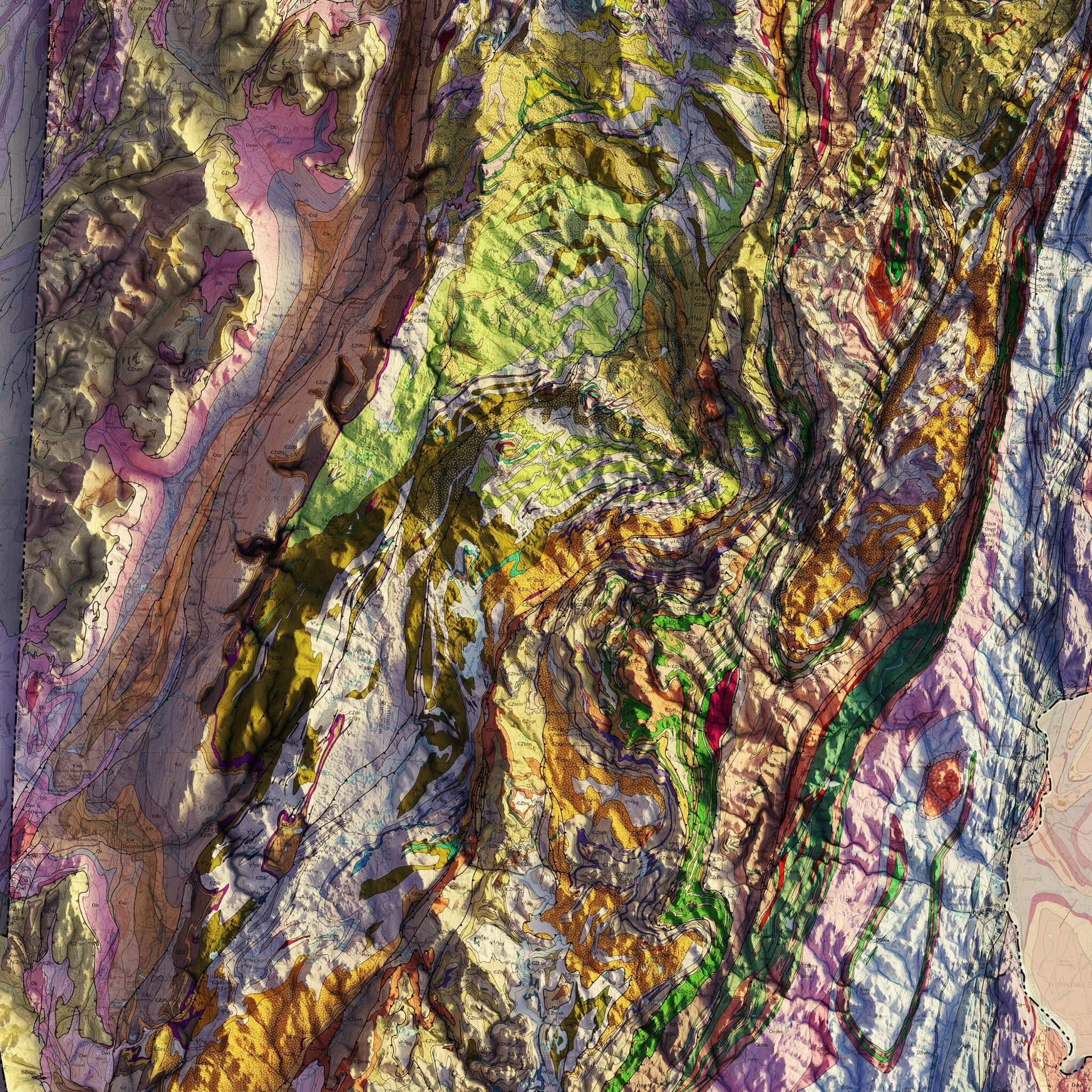 Vermont 2011 Shaded Relief Map - Muir Way - Vintage Relief