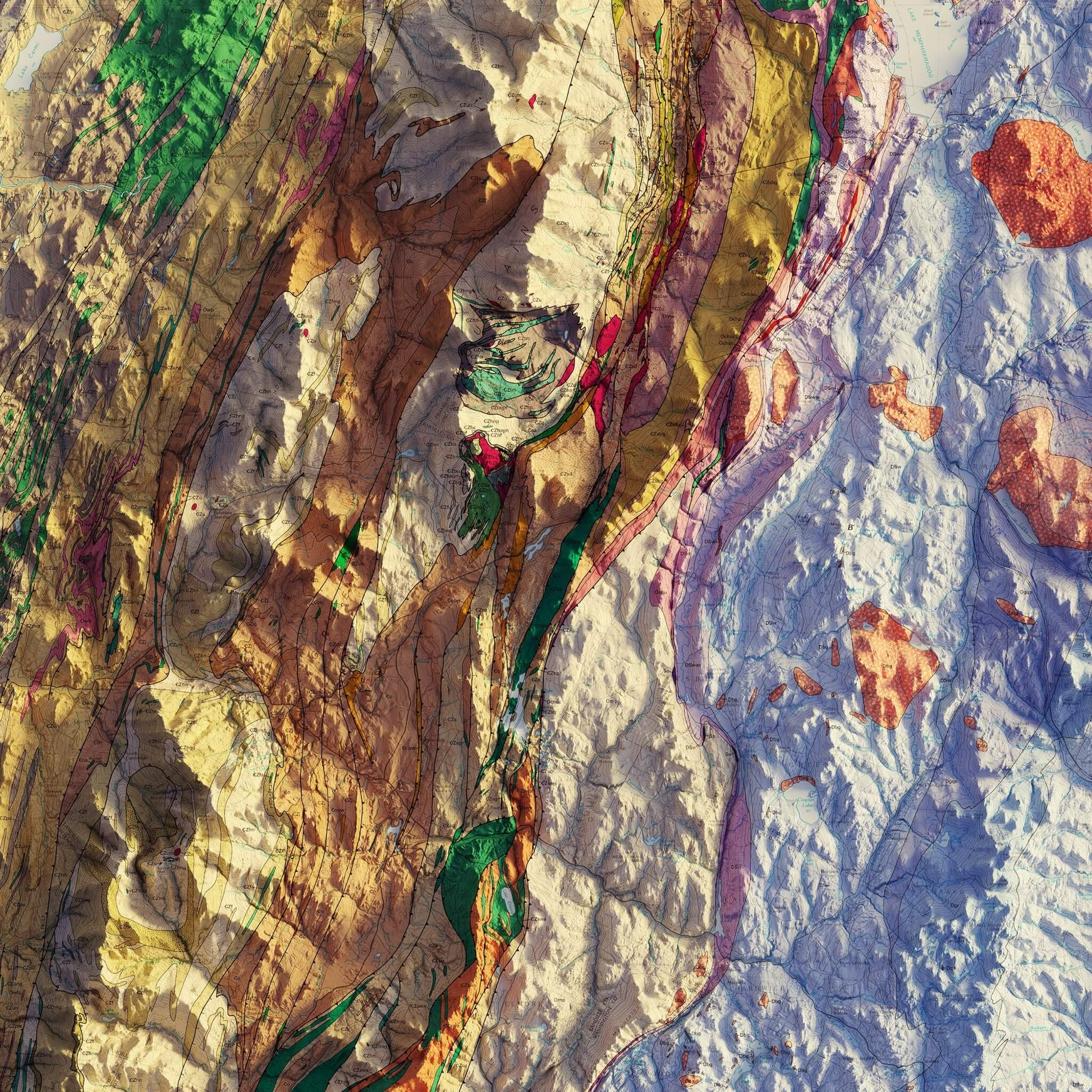 Vermont 2011 Shaded Relief Map - Muir Way - Vintage Relief