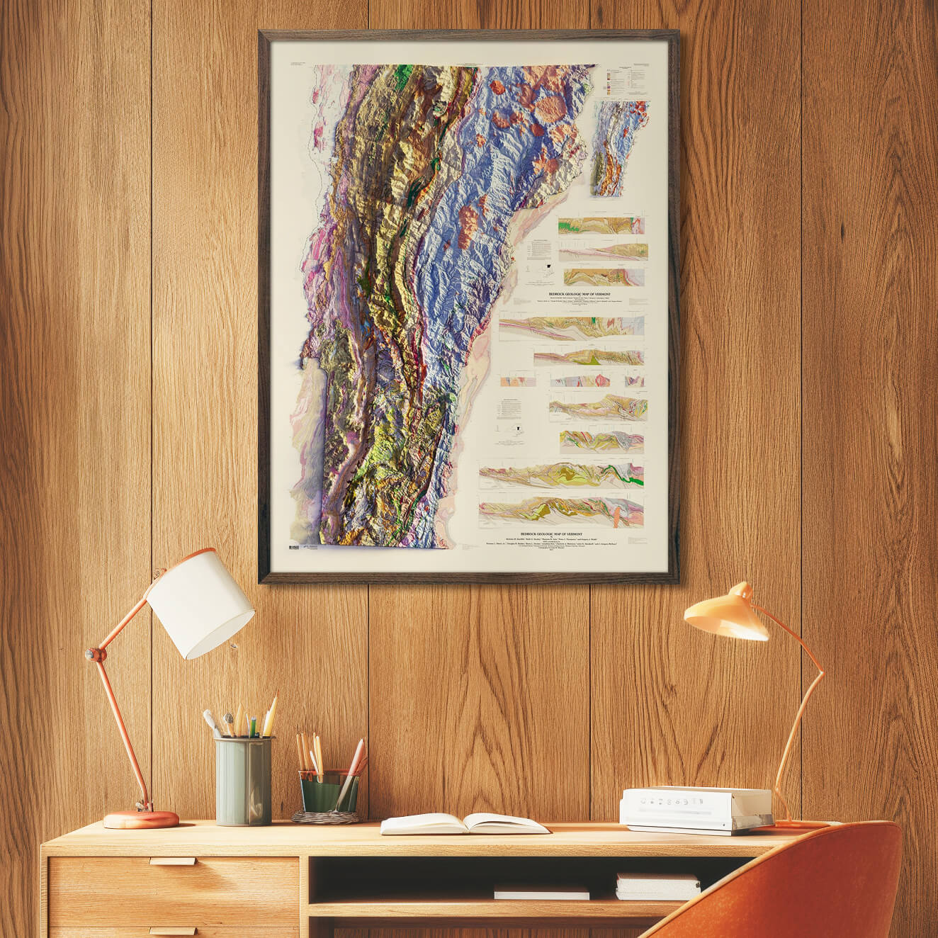 Vermont 2011 Shaded Relief Map - Muir Way - Vintage Relief