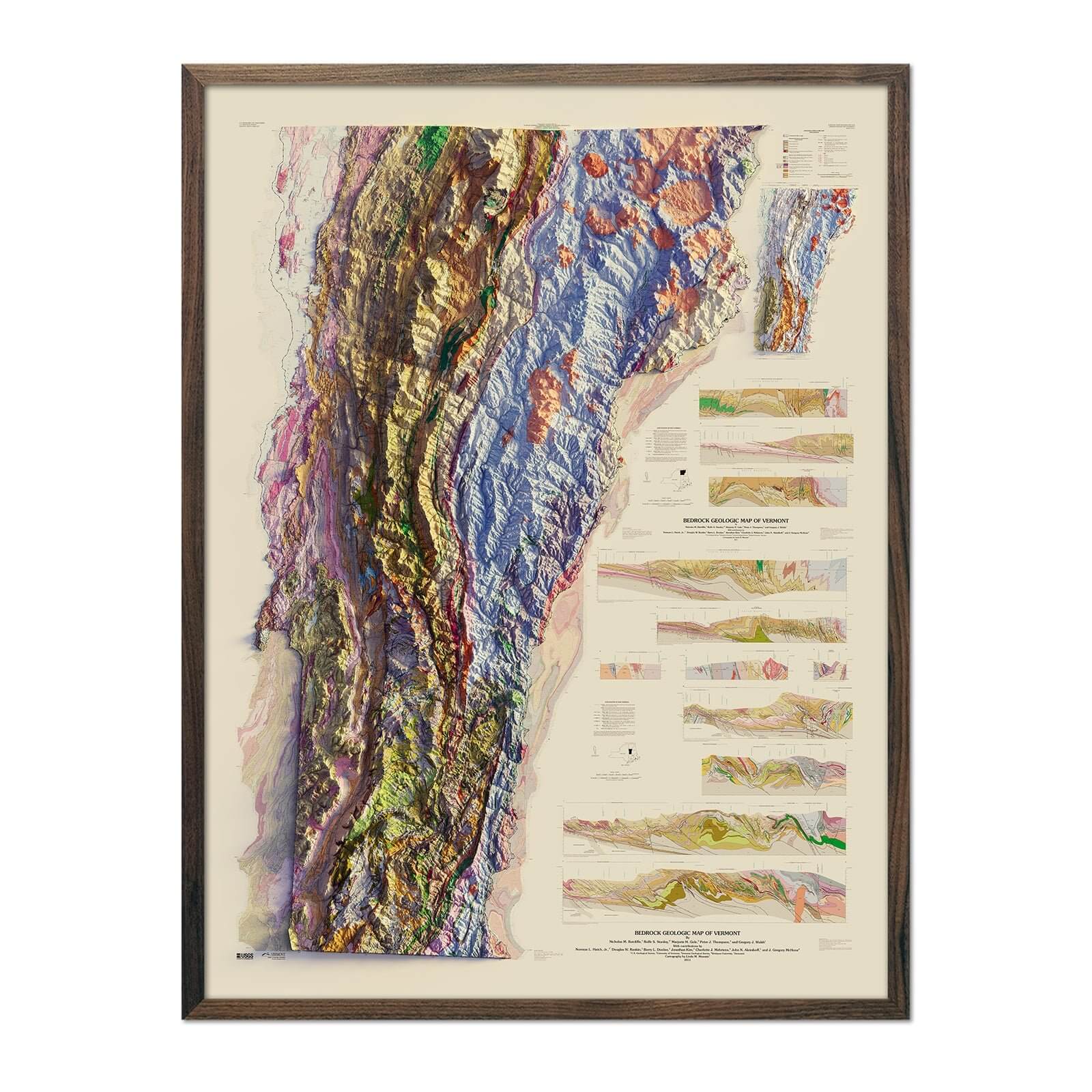 Vermont 2011 Shaded Relief Map - Muir Way - Vintage Relief