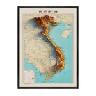 Vietnam 1966 Shaded Relief Map - Muir Way - Vintage Relief