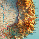 Vietnam 1966 Shaded Relief Map - Muir Way - Vintage Relief