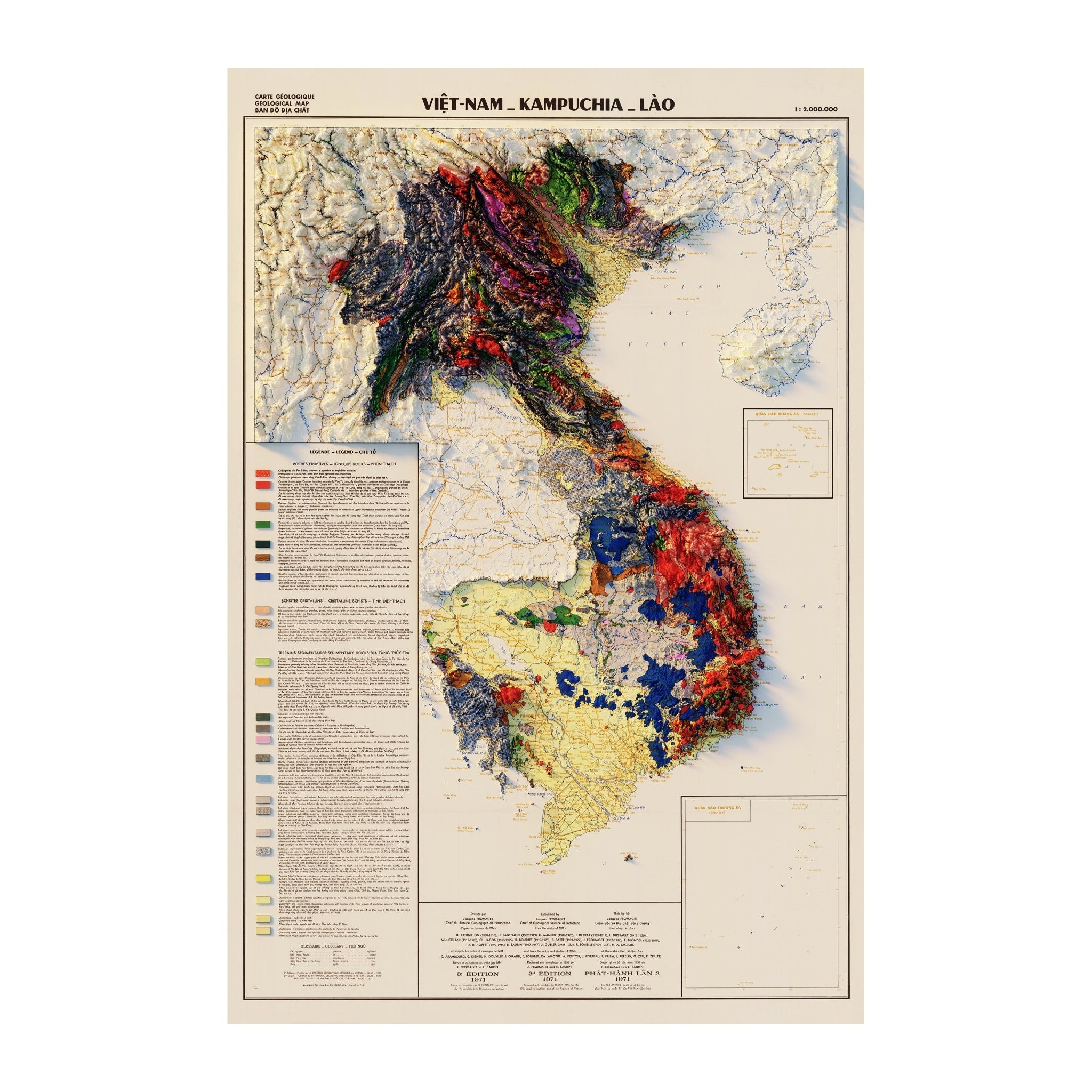 Vietnam 1971 Shaded Relief Map - Muir Way - Vintage Relief