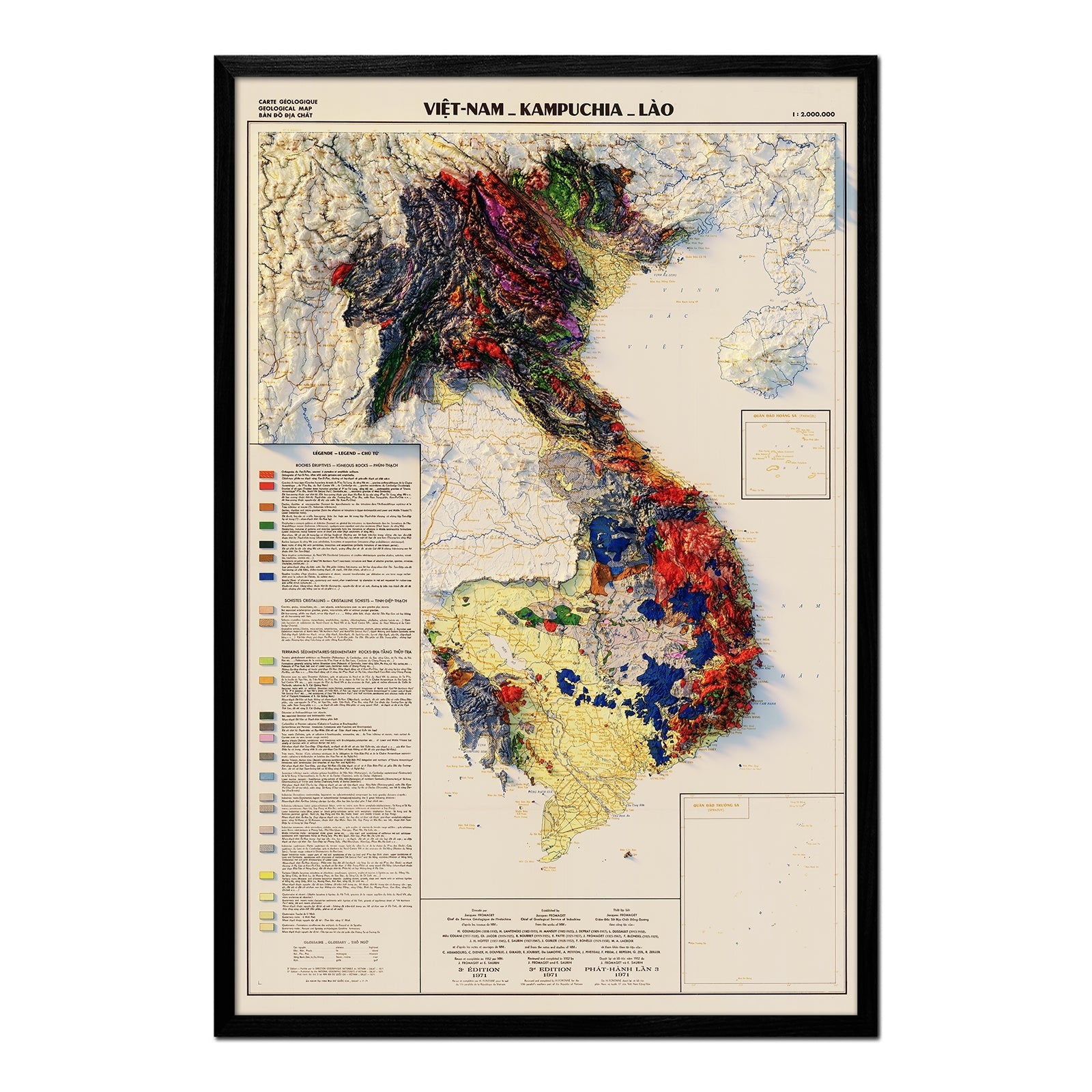 Vietnam 1971 Shaded Relief Map - Muir Way - Vintage Relief