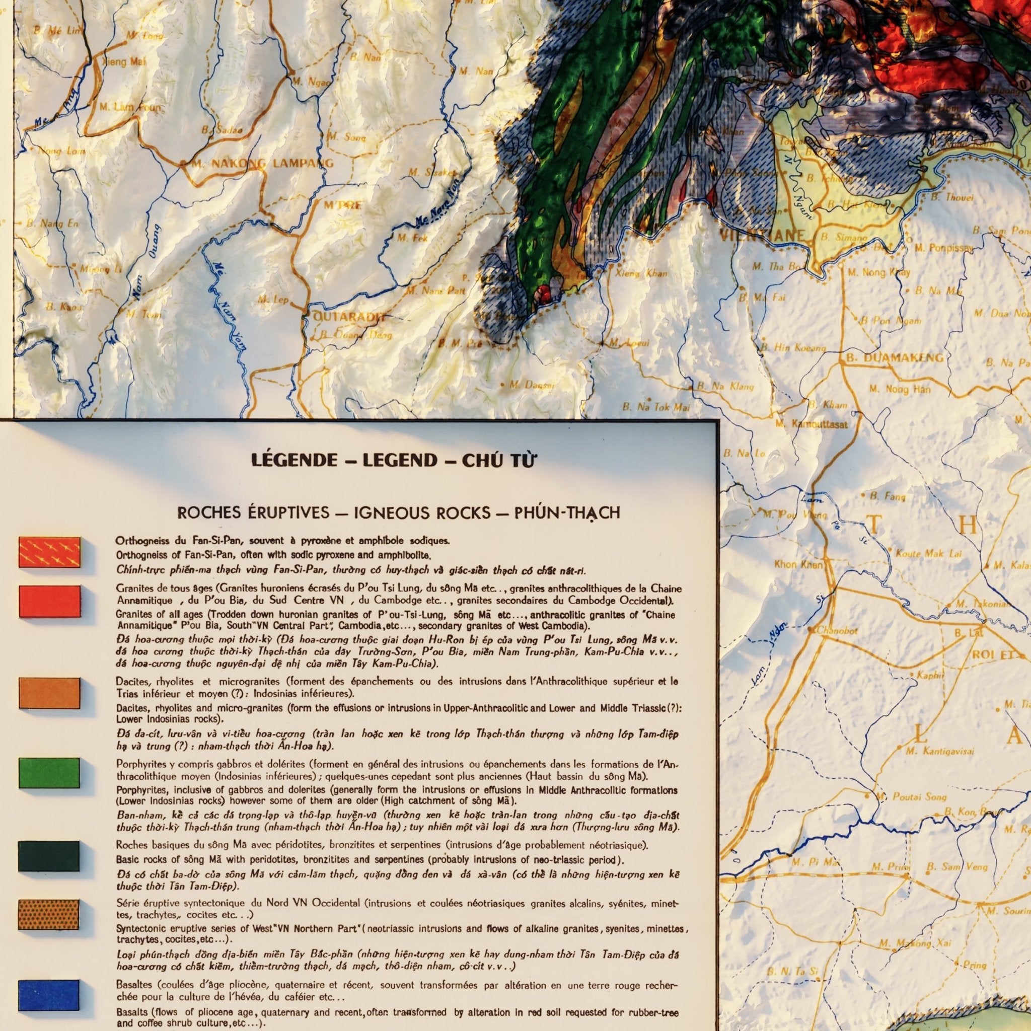 Vietnam 1971 Shaded Relief Map - Muir Way - Vintage Relief
