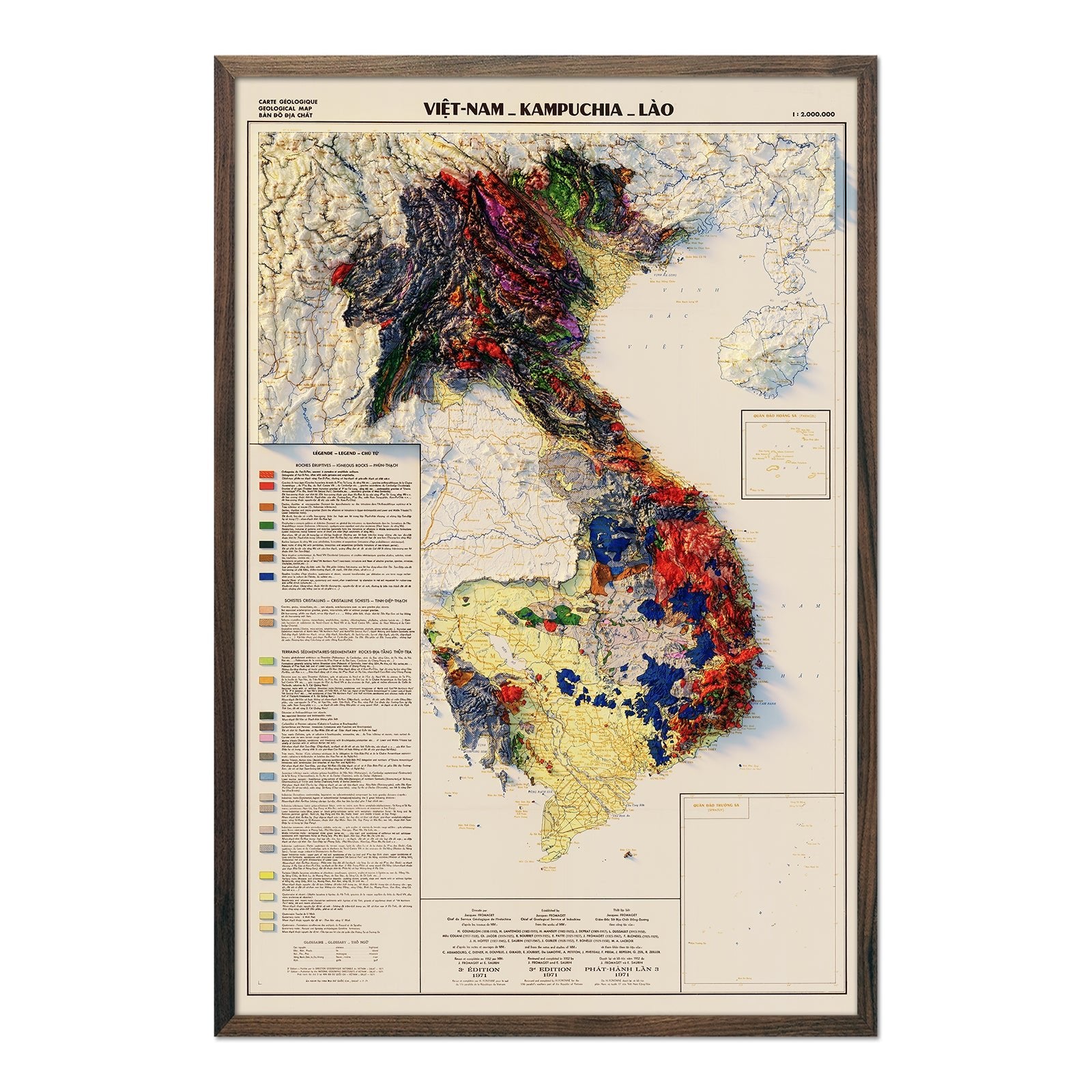 Vietnam 1971 Shaded Relief Map - Muir Way - Vintage Relief