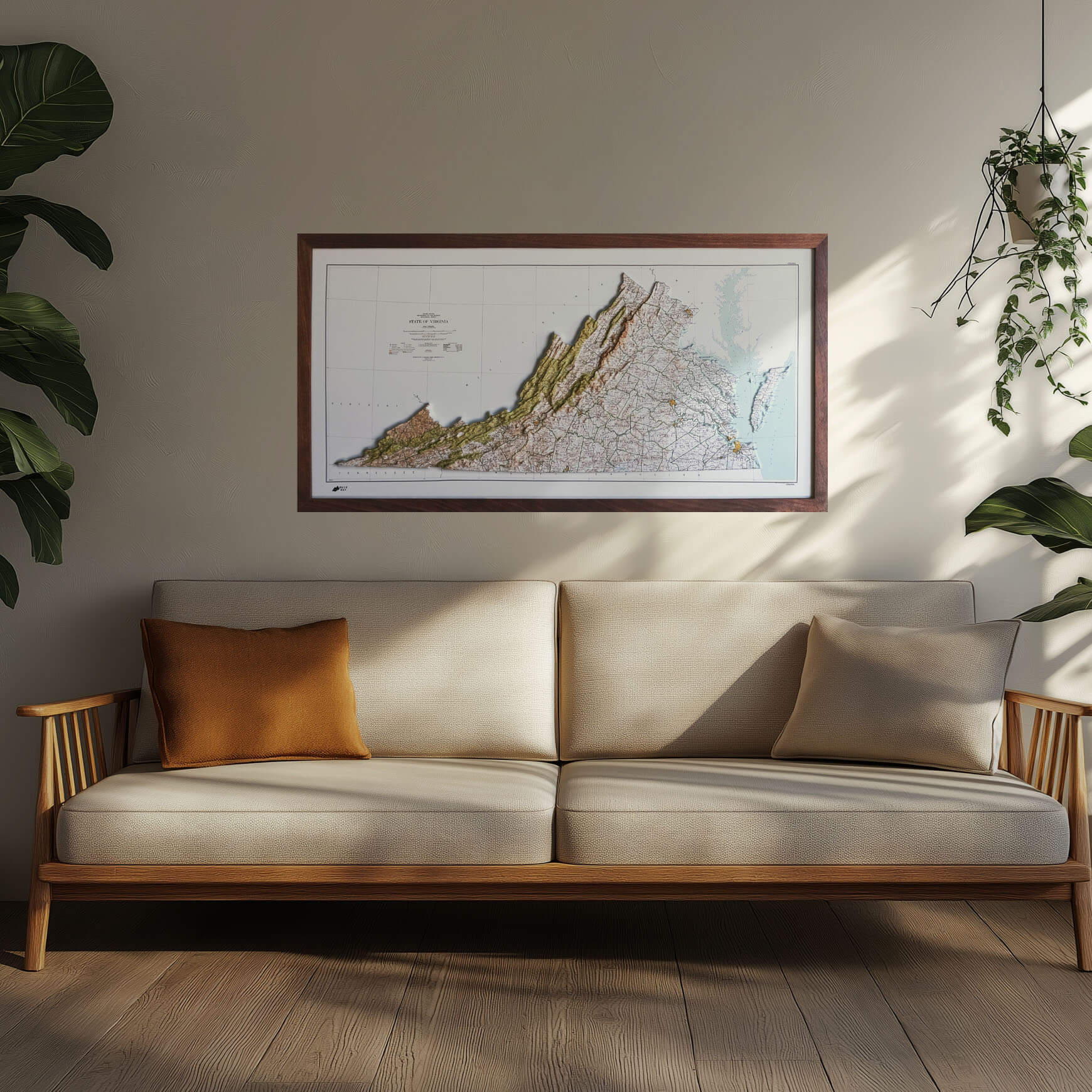 Virginia 1957 3D Raised Relief Map - Muir Way - 3D