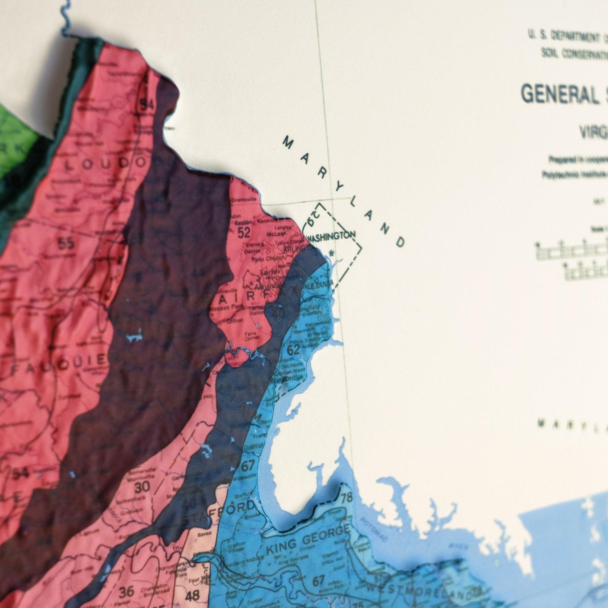 Virginia 1979 3D Raised Relief Map - Muir Way - 3D