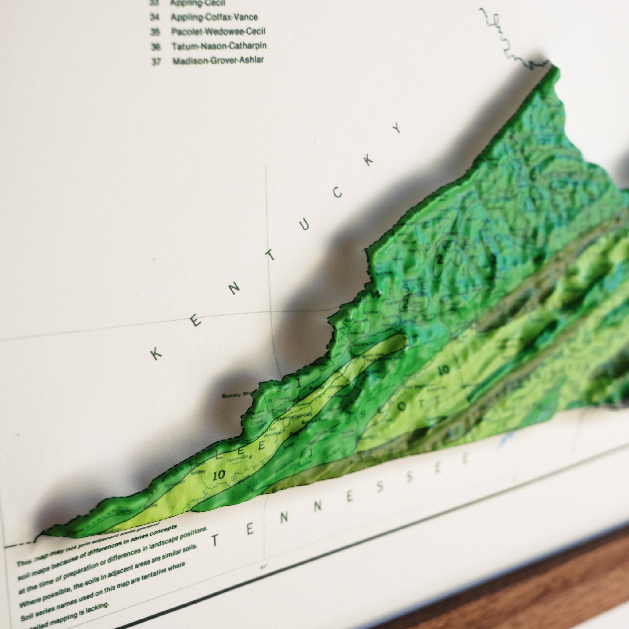 Virginia 1979 3D Raised Relief Map - Muir Way - 3D