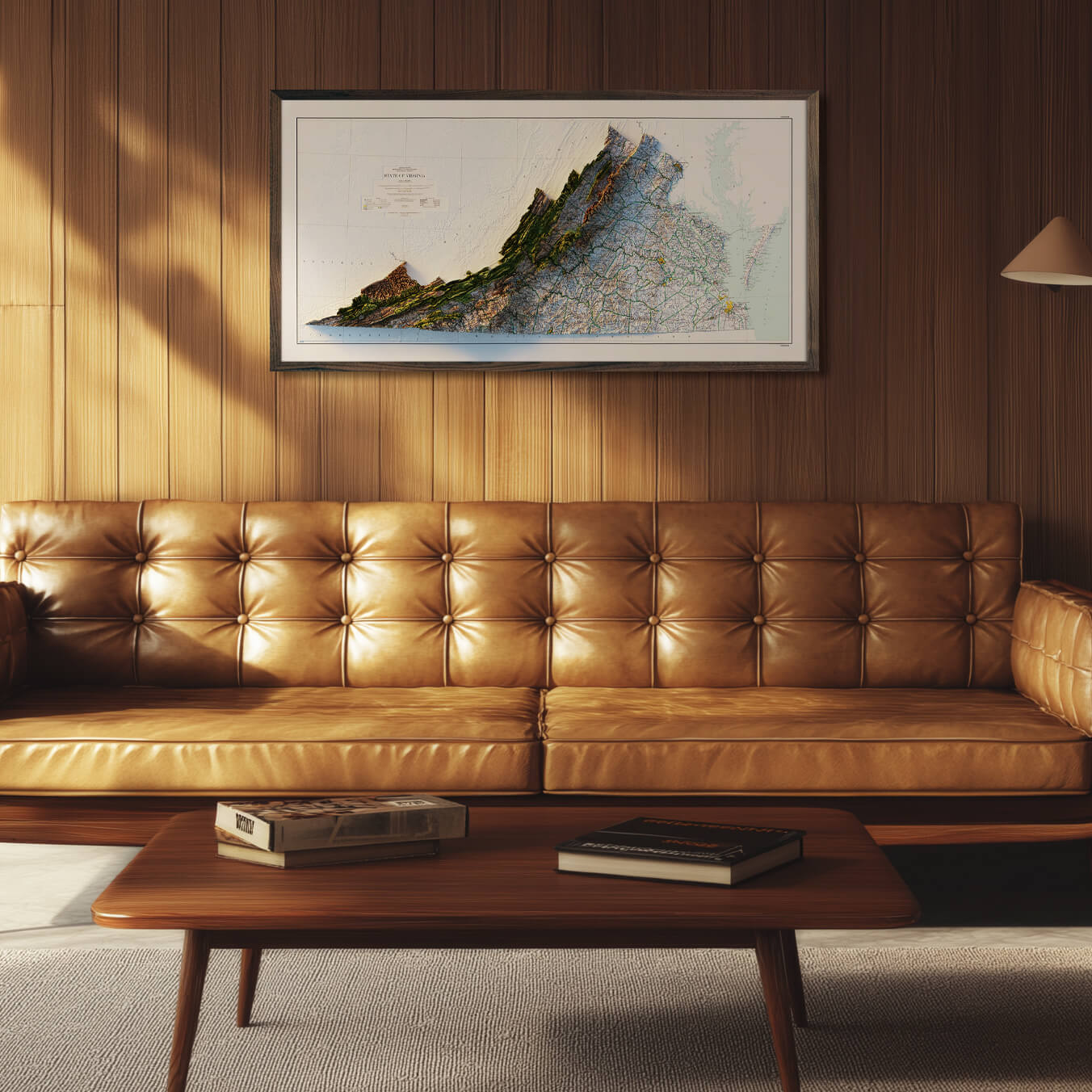 Virginia 1957 Shaded Relief Map - Muir Way - Vintage Relief