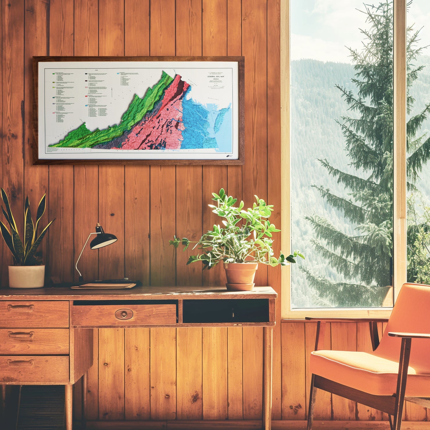 Virginia 1979 3D Raised Relief Map - Muir Way - 3D