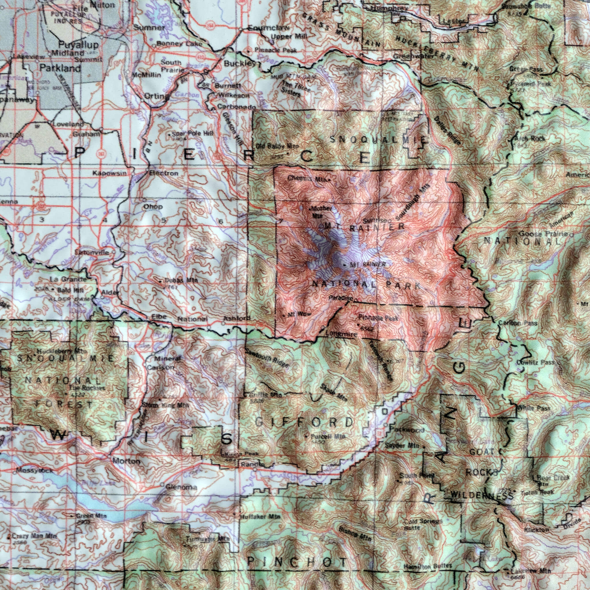 Washington 1982 3D Raised Relief Map - Muir Way - 3D