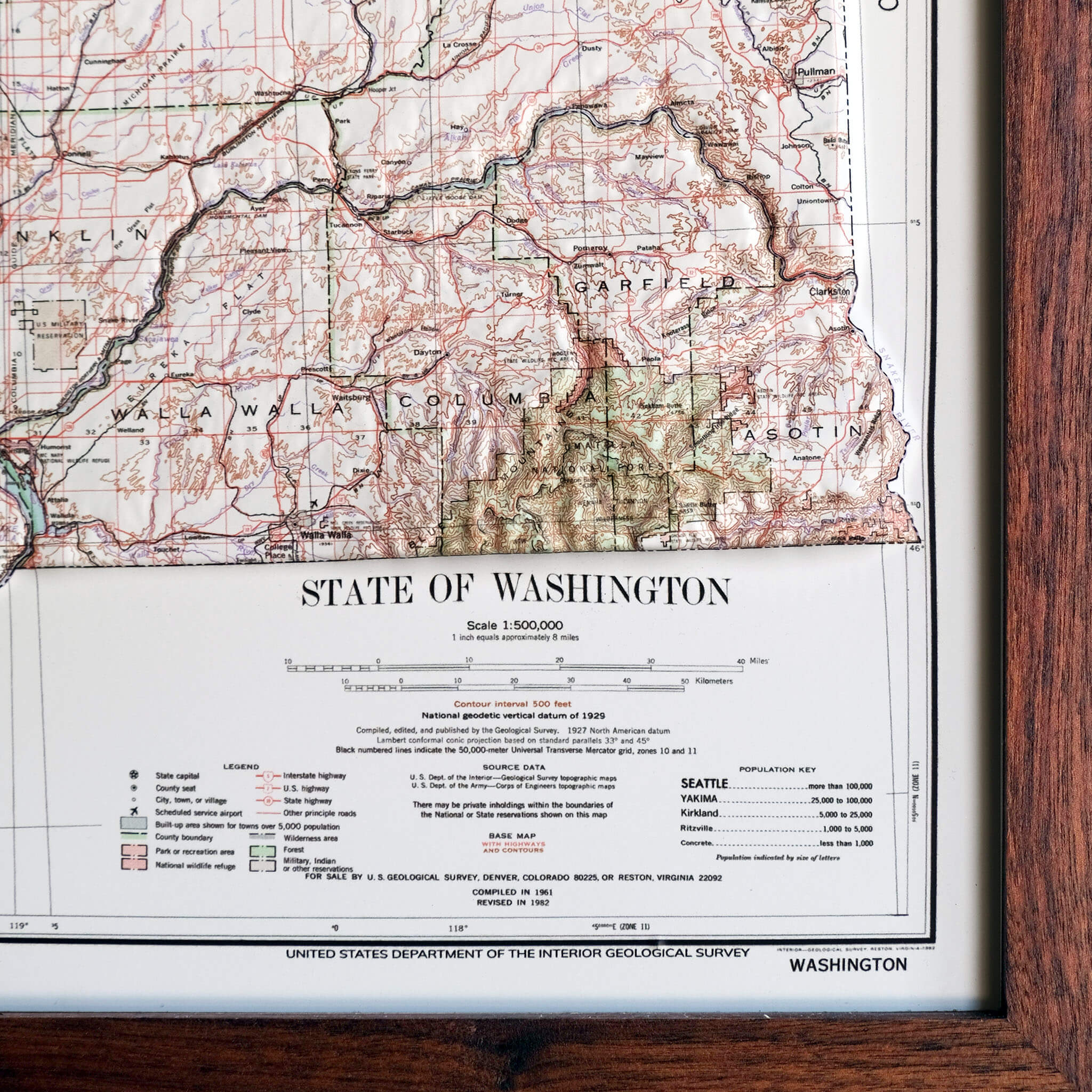 Washington 1982 3D Raised Relief Map - Muir Way - 3D