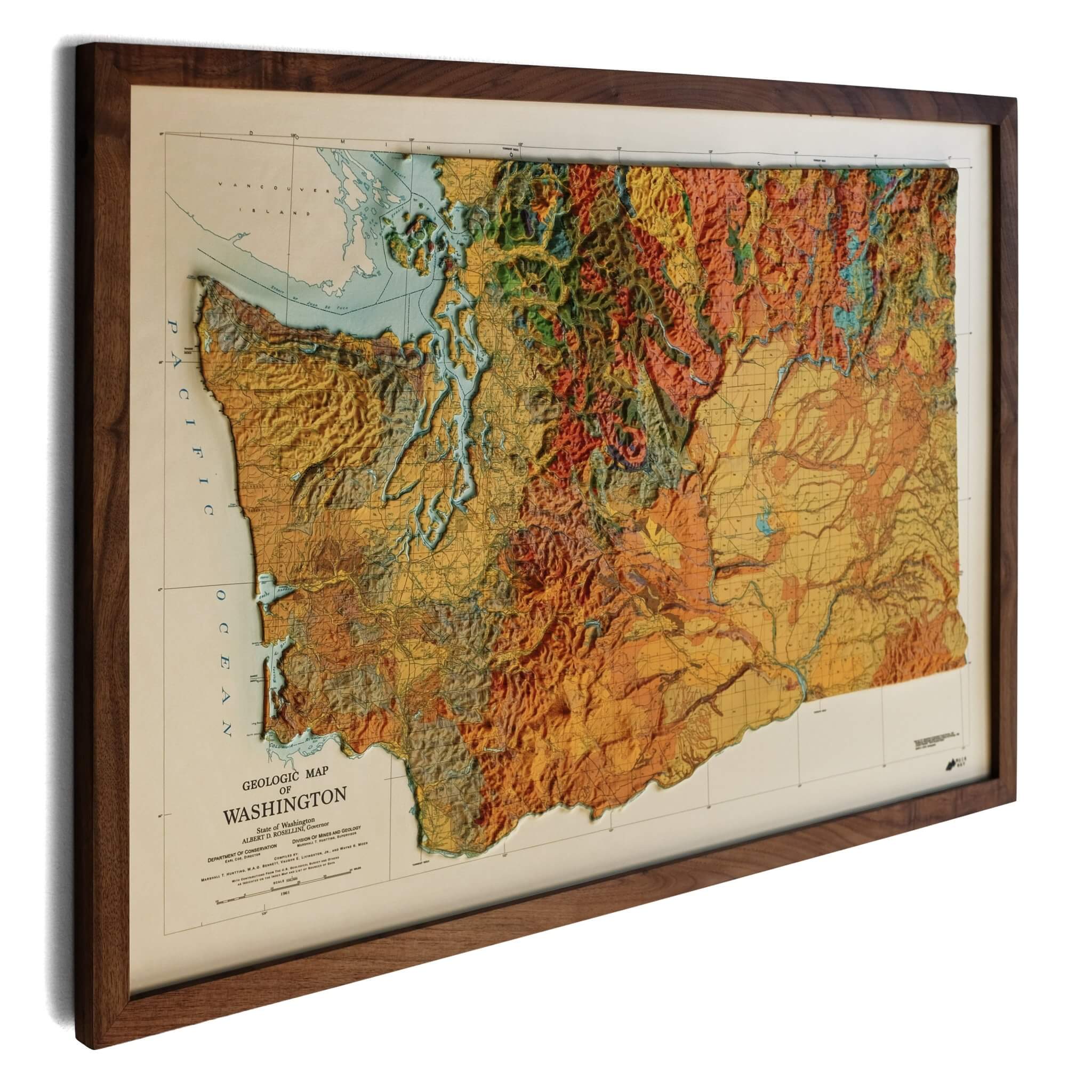 Washington 1961 3D Raised Relief Map - Muir Way - 3D