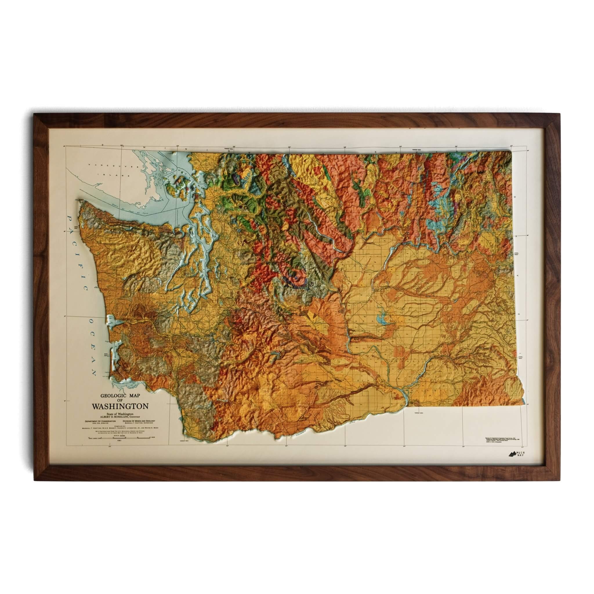 Washington 1961 3D Raised Relief Map - Muir Way - 3D